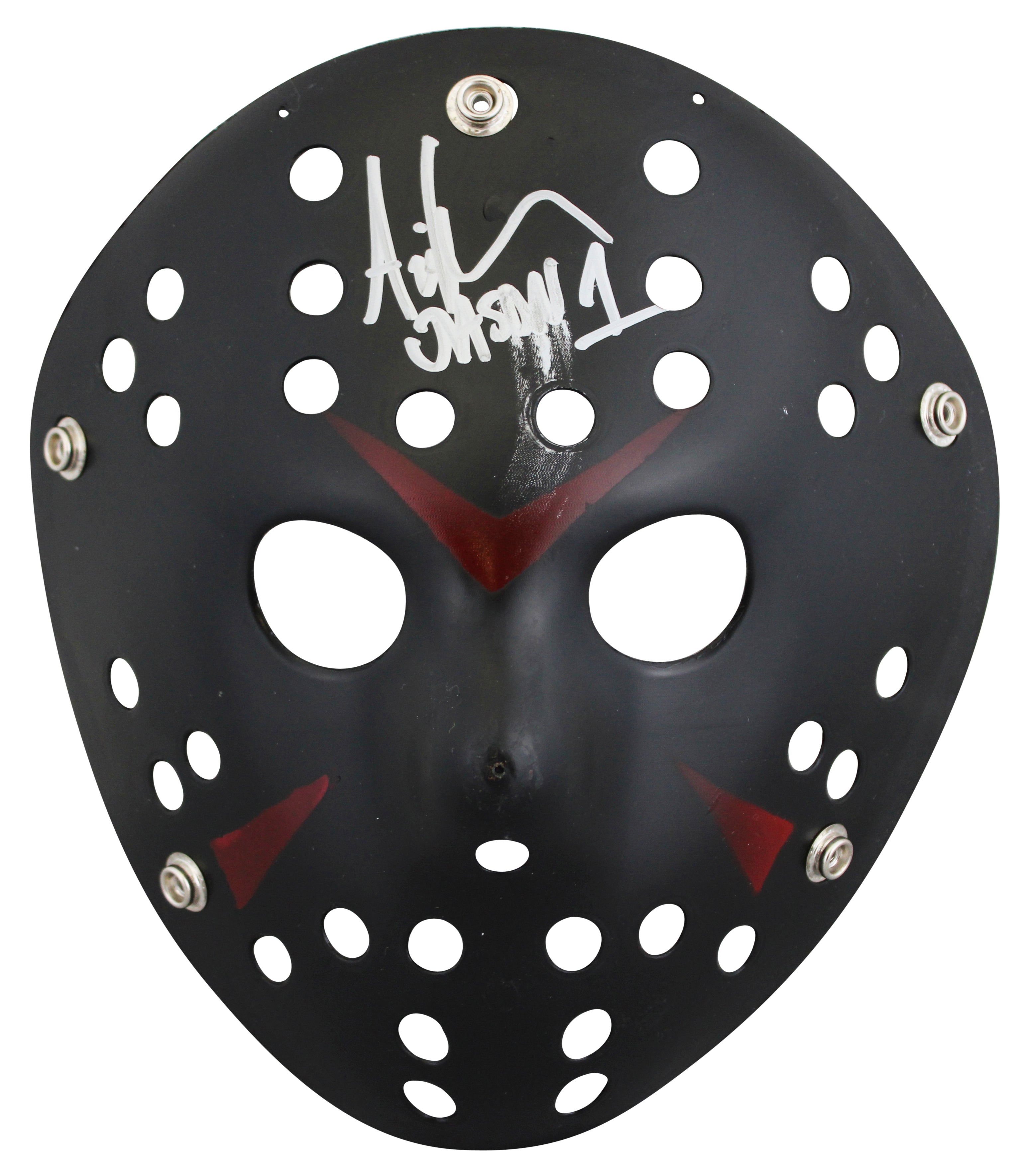 Ari Lehman Friday The 13th "Jason 1" Signed Black Jason Mask BAS Wit #1W594157