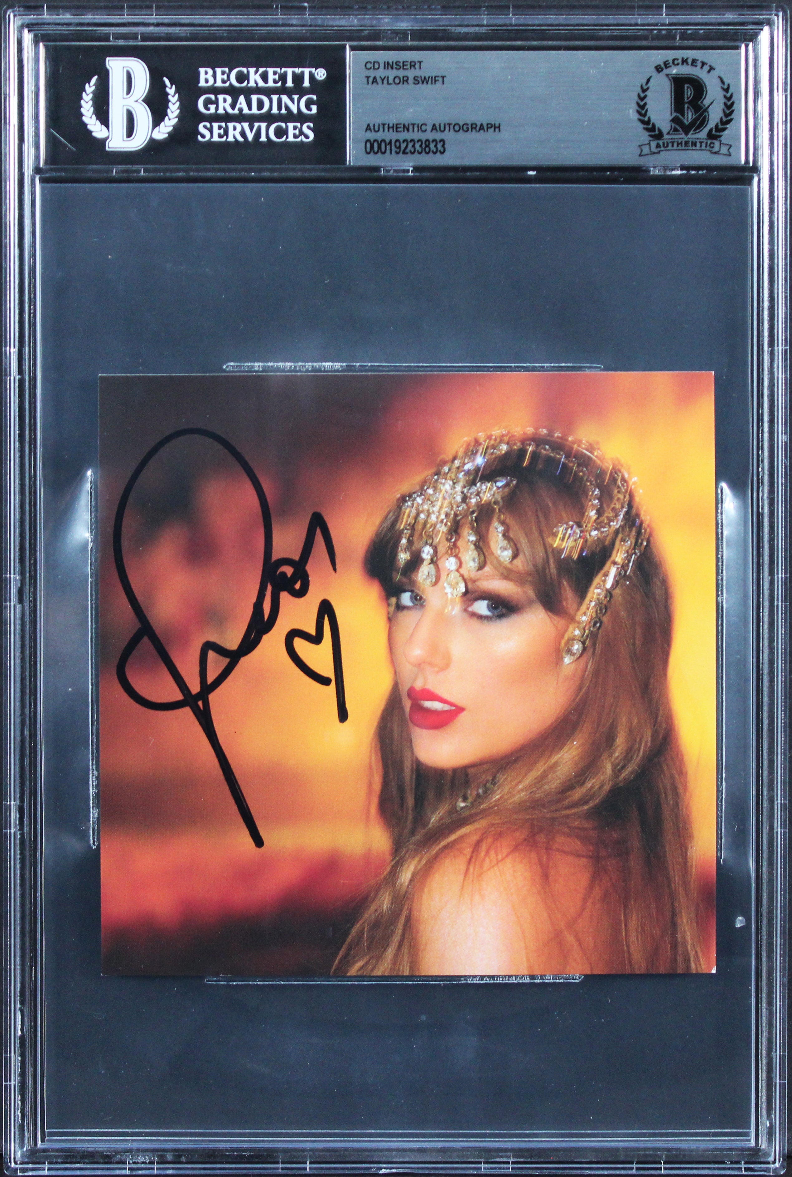 Taylor Swift Signed The Life of a Showgirl CD Insert w/ Heart BAS Slabbed 3