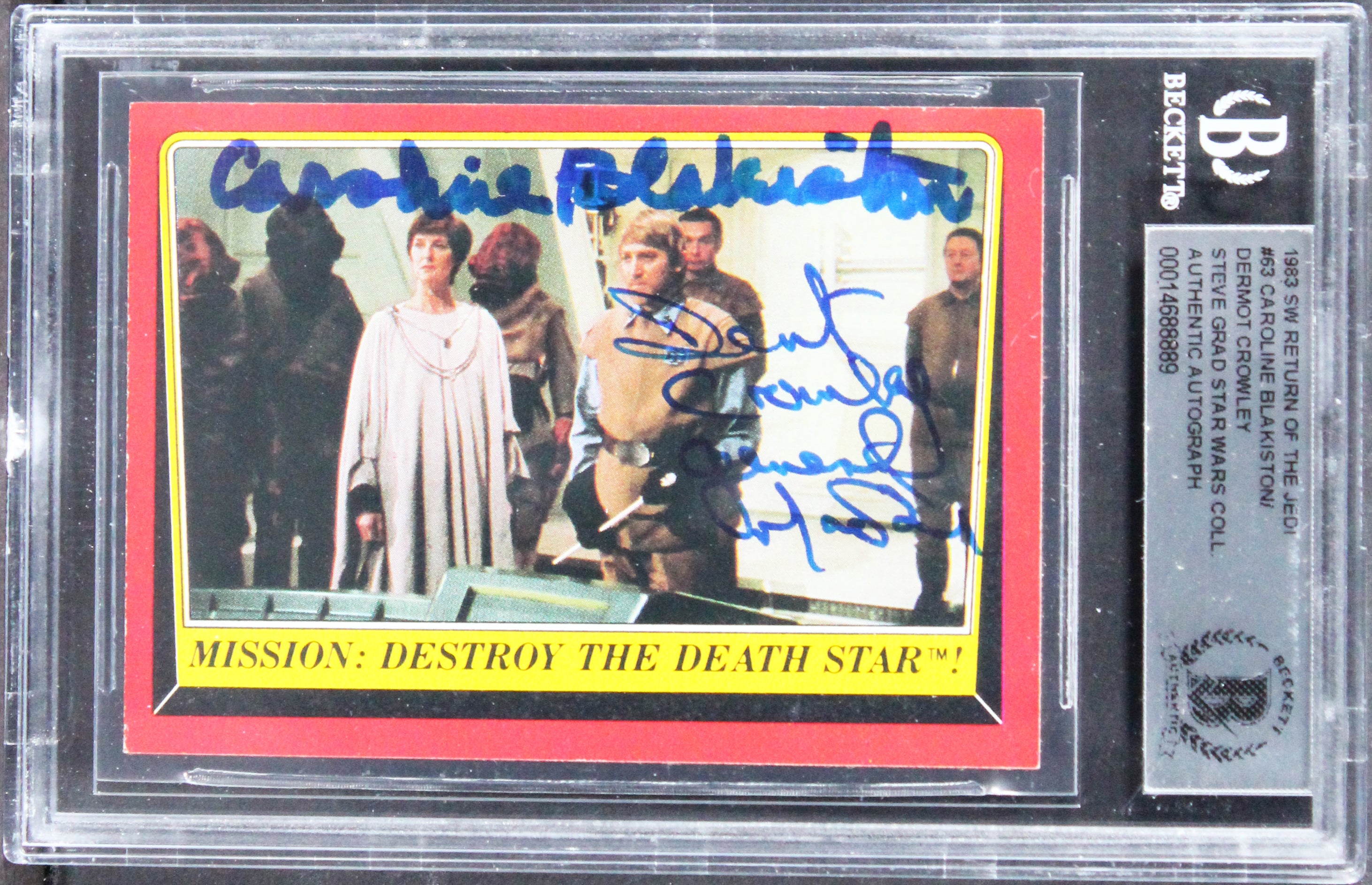 Star Wars (2) Blakiston & Crowley Signed 1983 SW ROTJ #63 Card BAS Slabbed