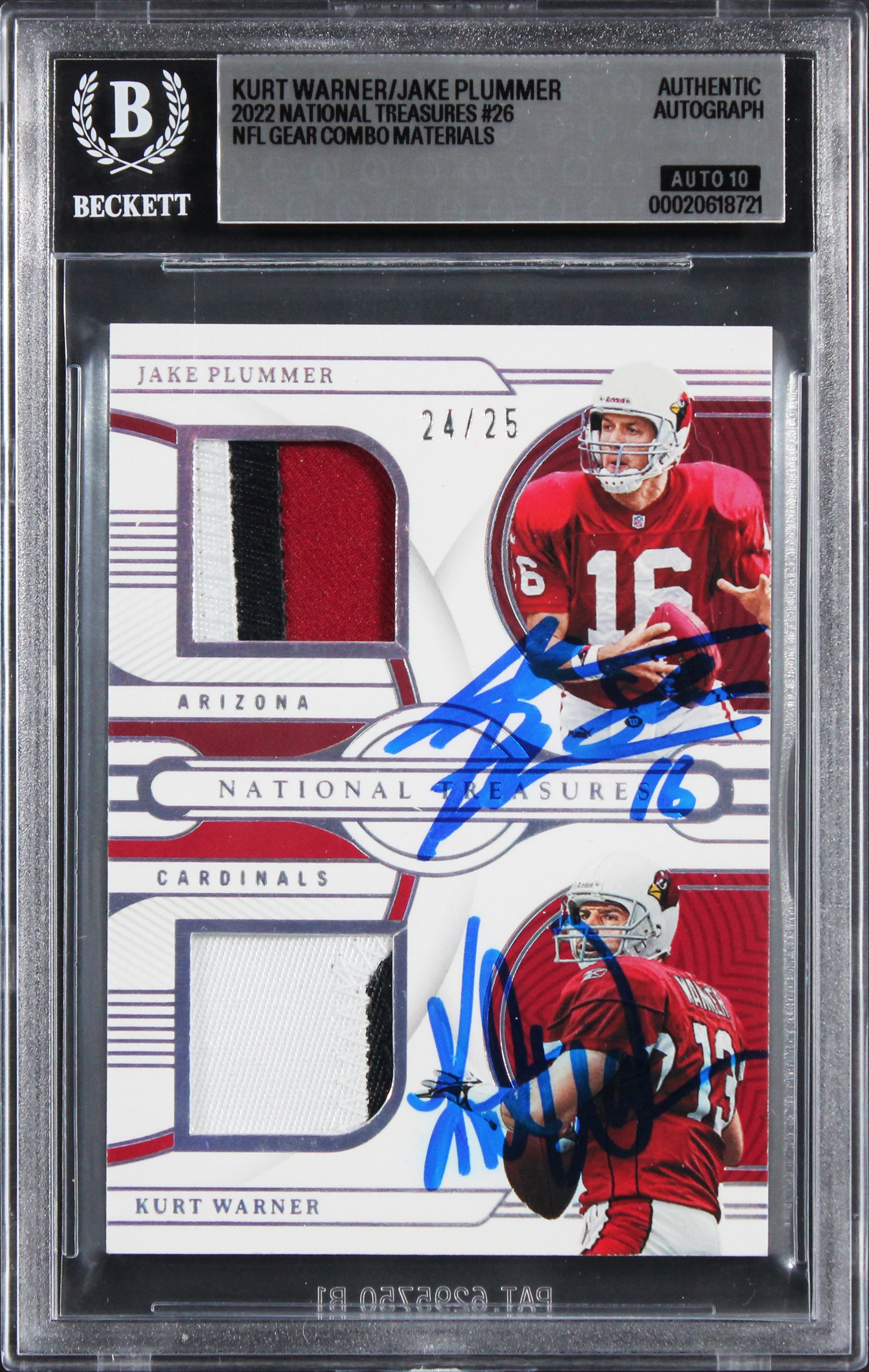 Kurt Warner & Jake Plummer Signed 2022 NT GCM #26 #24/25 Card Auto 10! BAS Slab