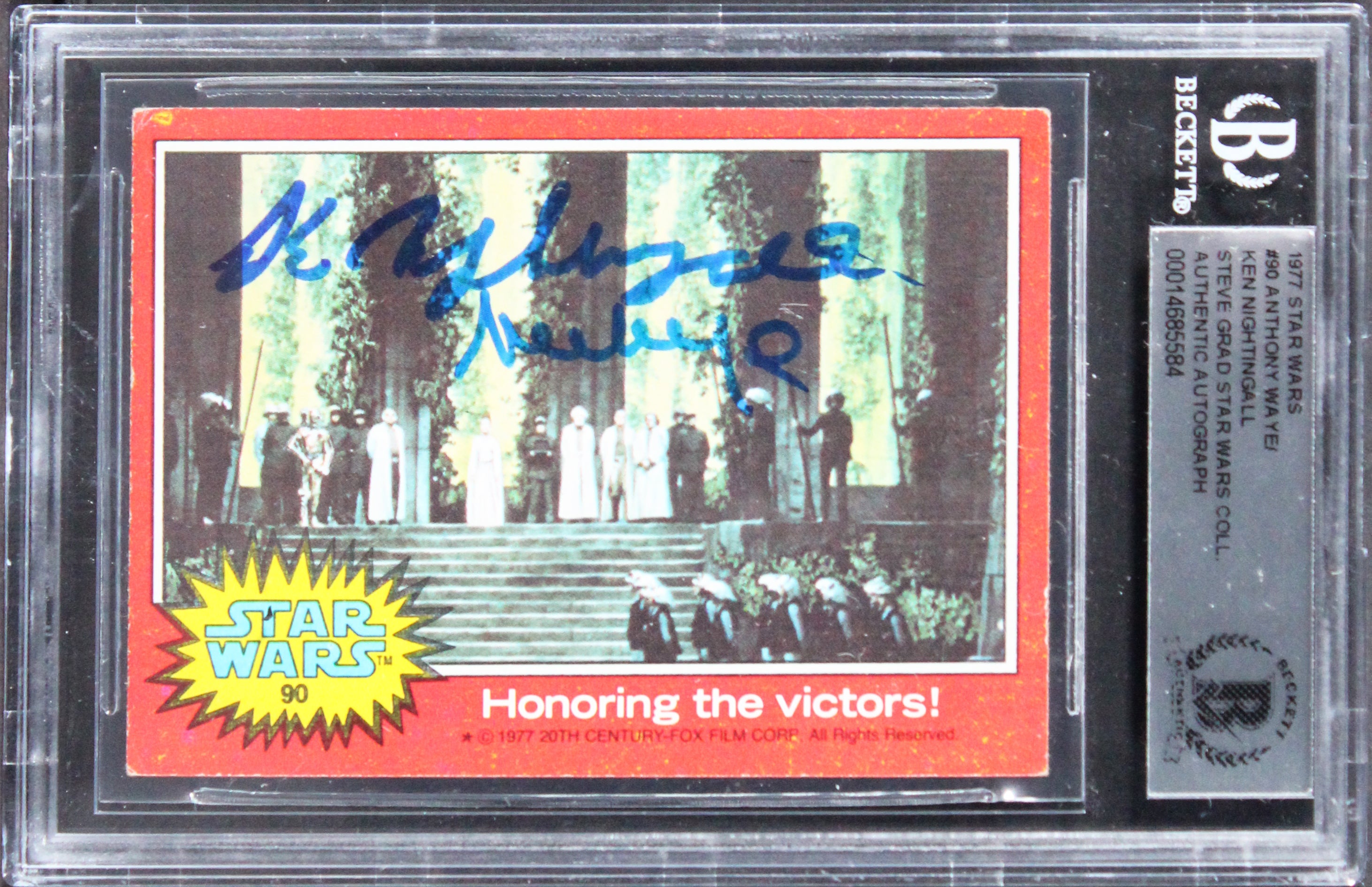 Star Wars (2) Waye & Nightingall Signed 1977 Star Wars #90 Card BAS Slabbed