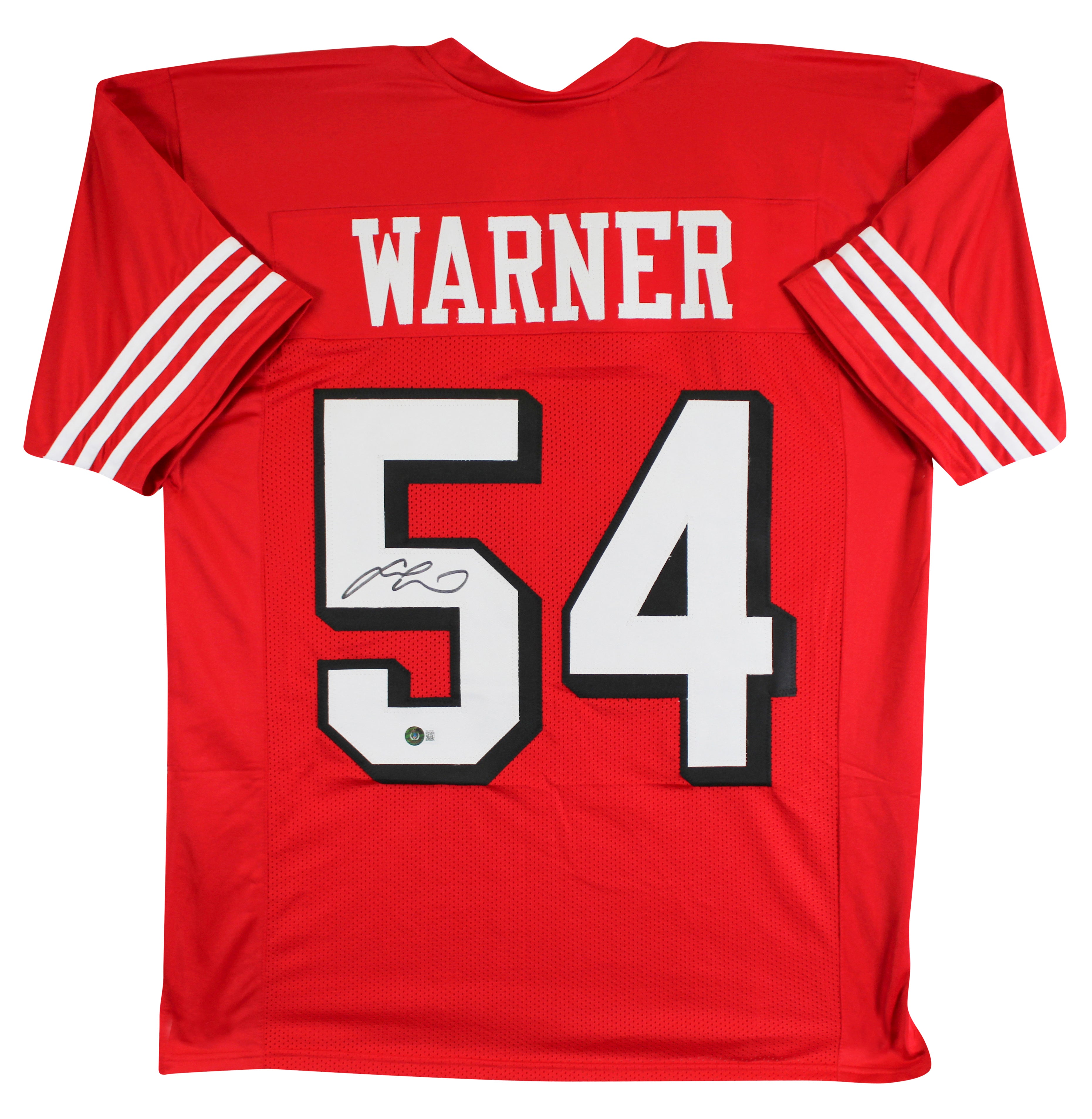 Fred Warner Authentic Signed Red Pro Style Jersey w/ Dropshadow BAS