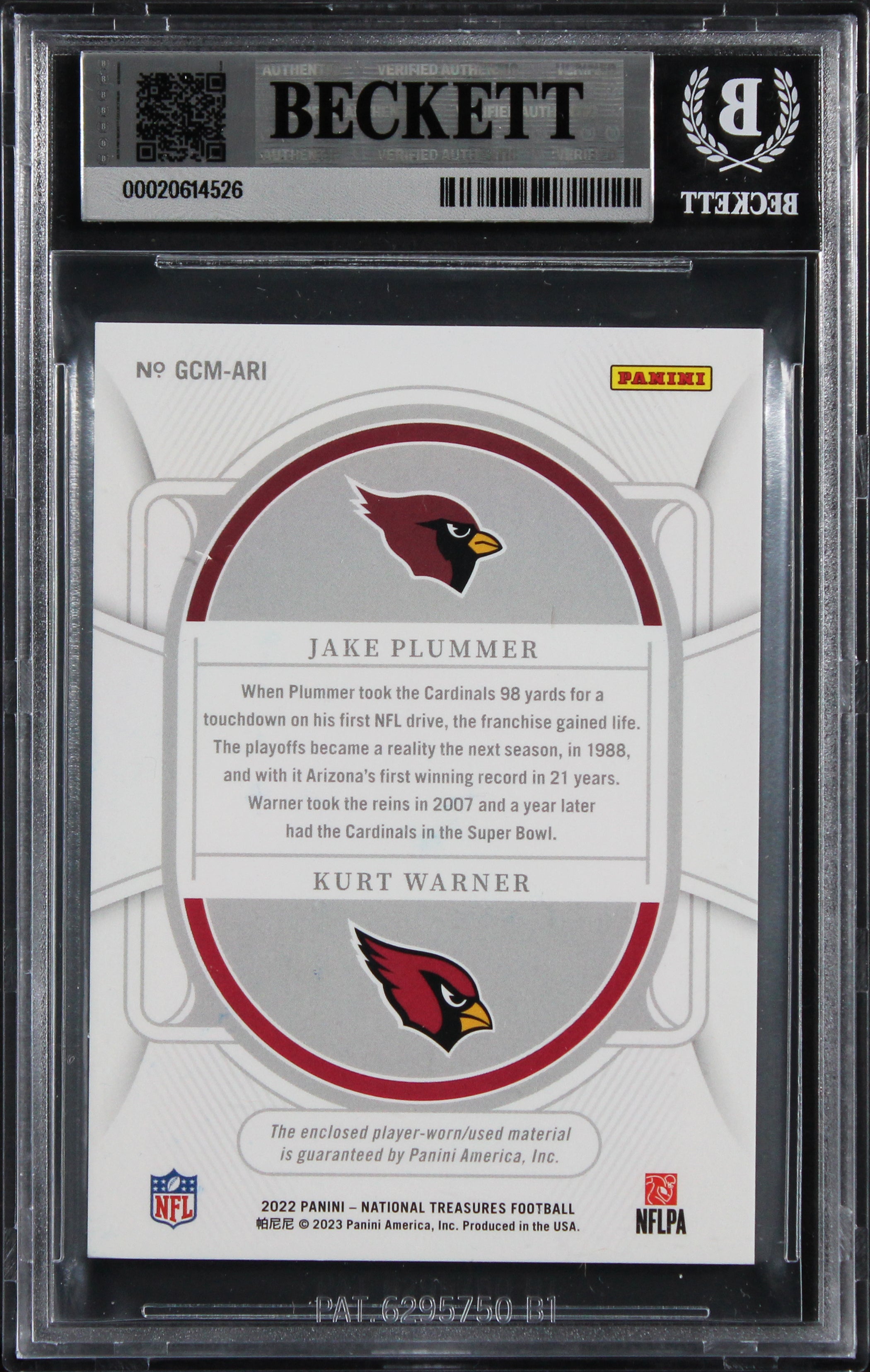 Kurt Warner & Jake Plummer Signed 2022 NT GCM #26 #91/99 Card Auto 10! BAS Slab