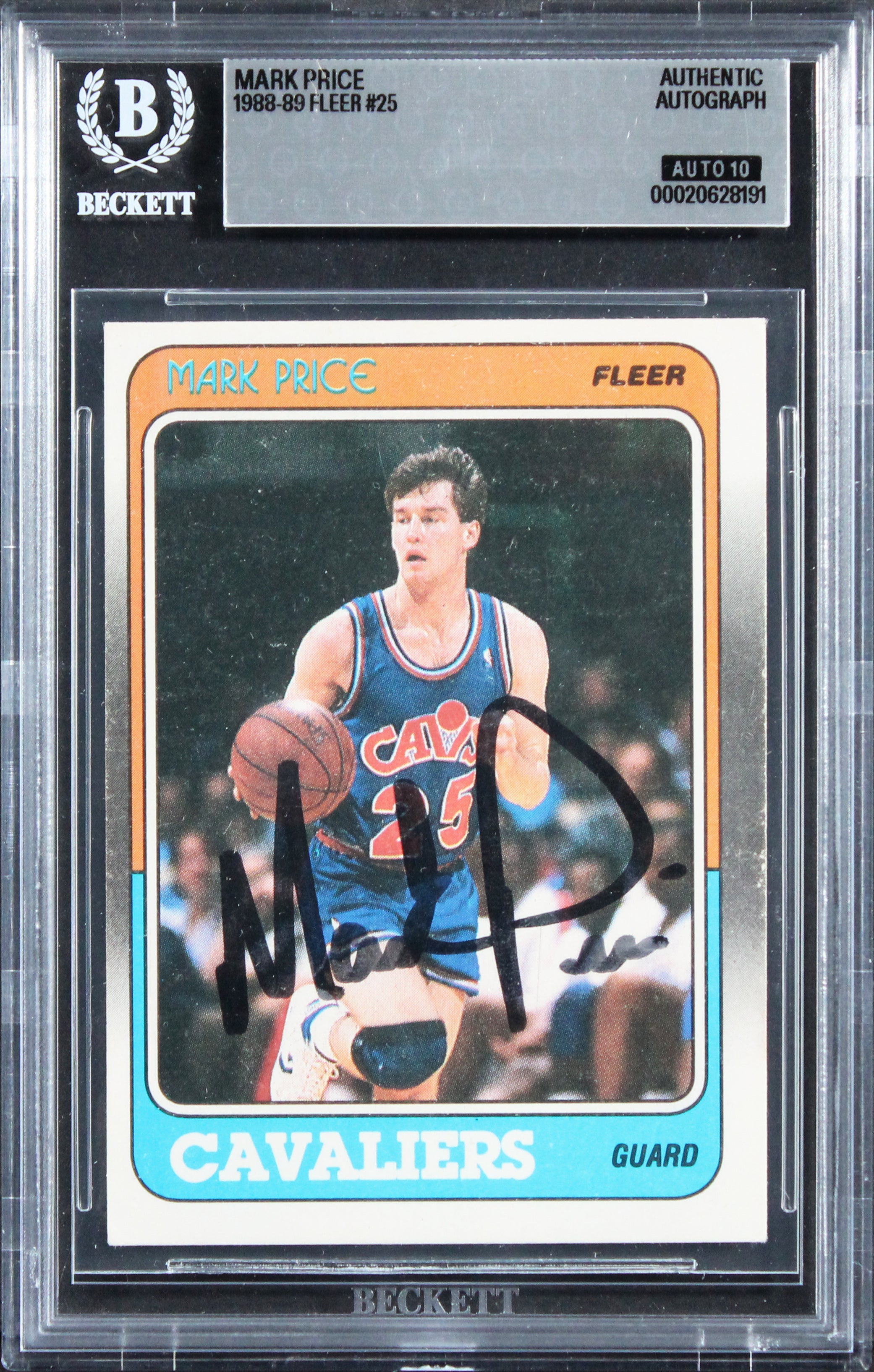 Cavaliers Mark Price Signed 1988 Fleer #25 Card Auto Grade Gem 10! BAS Slabbed