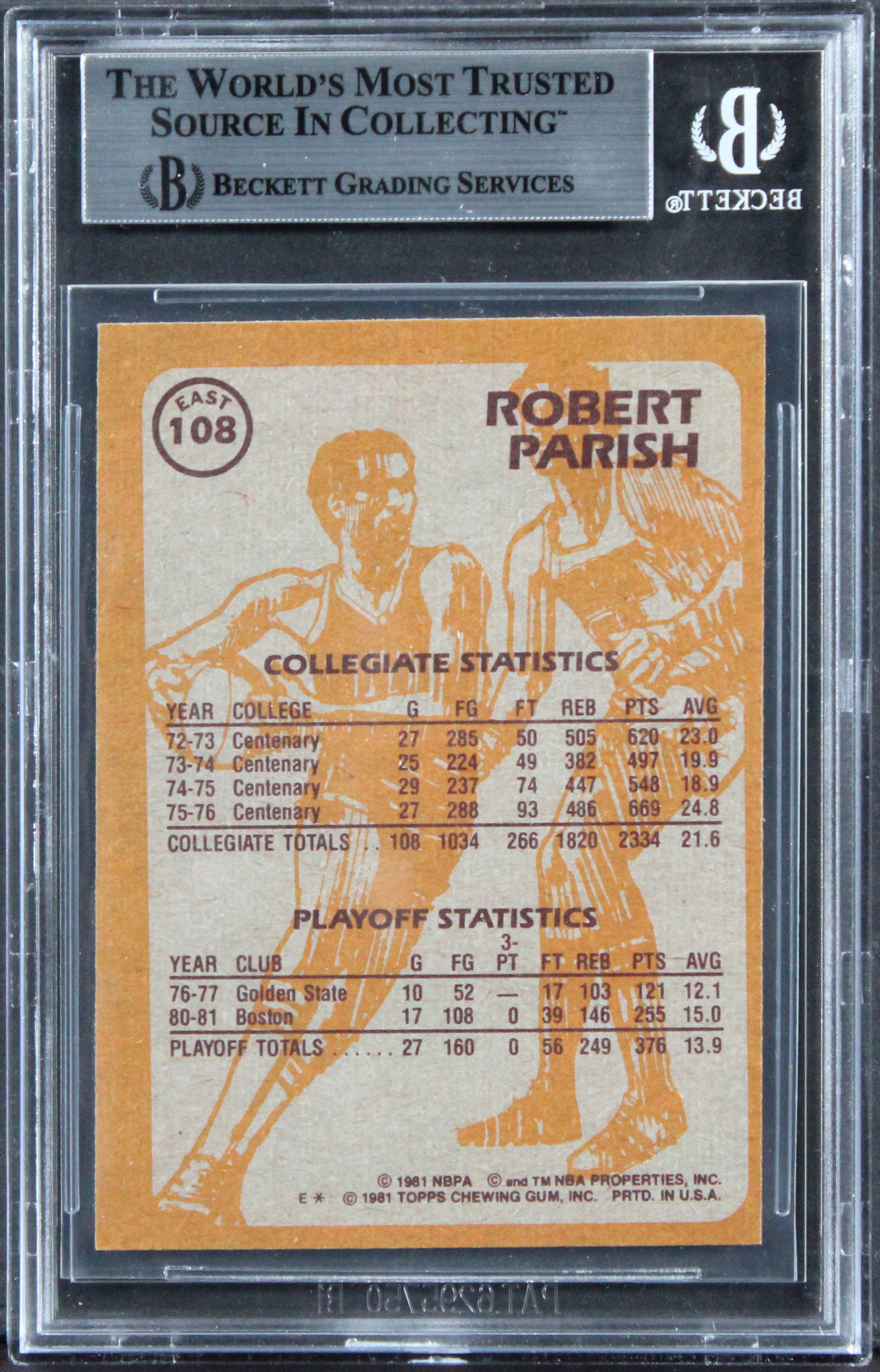 Celtics Robert Parish Signed 1990 Hoops Action Photos #108 Card BAS Slabbed 2