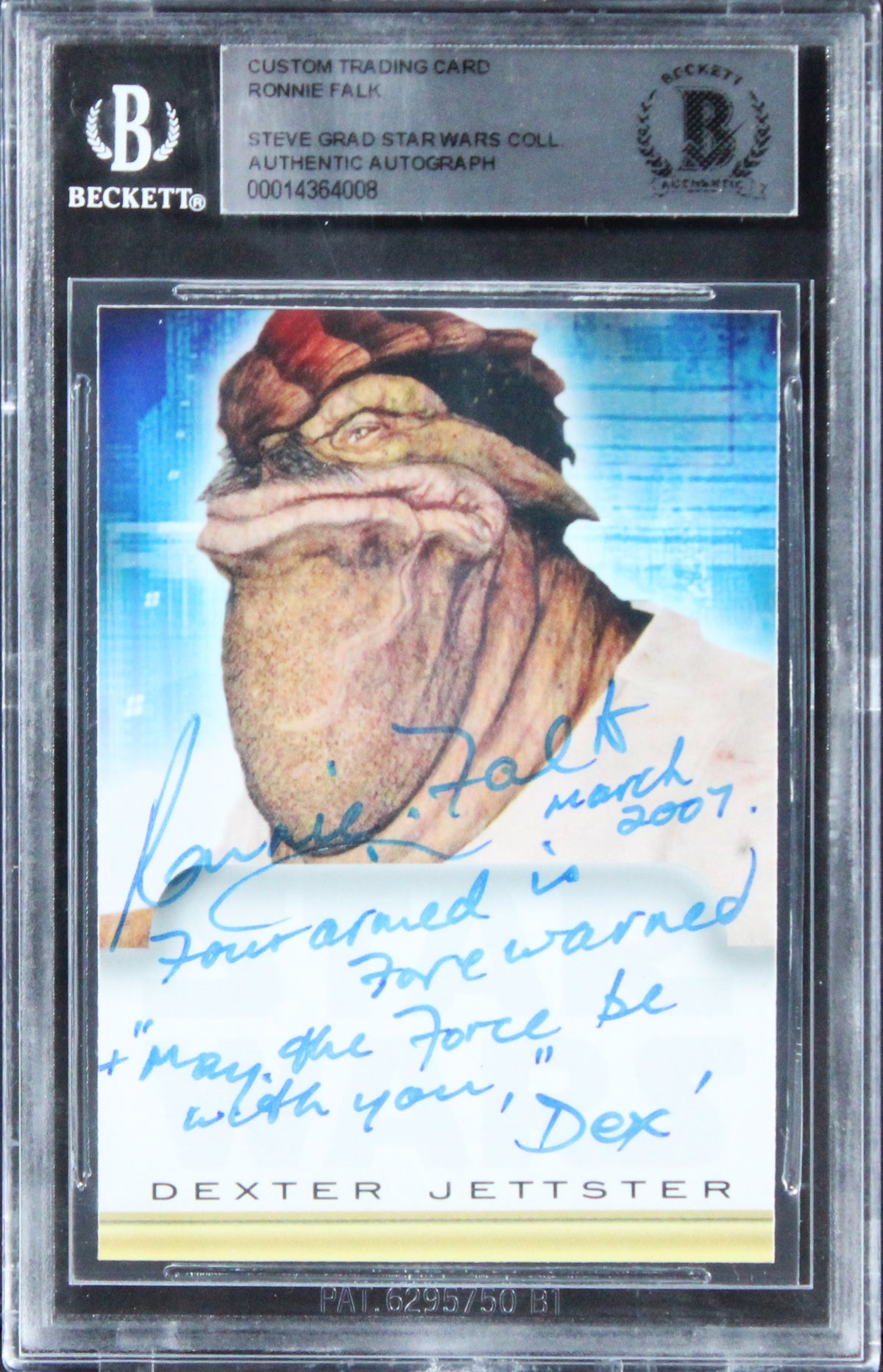 Ronnie Faulk Star Wars W/ Insc Authentic Signed Custom Trading Card BAS Slabbed