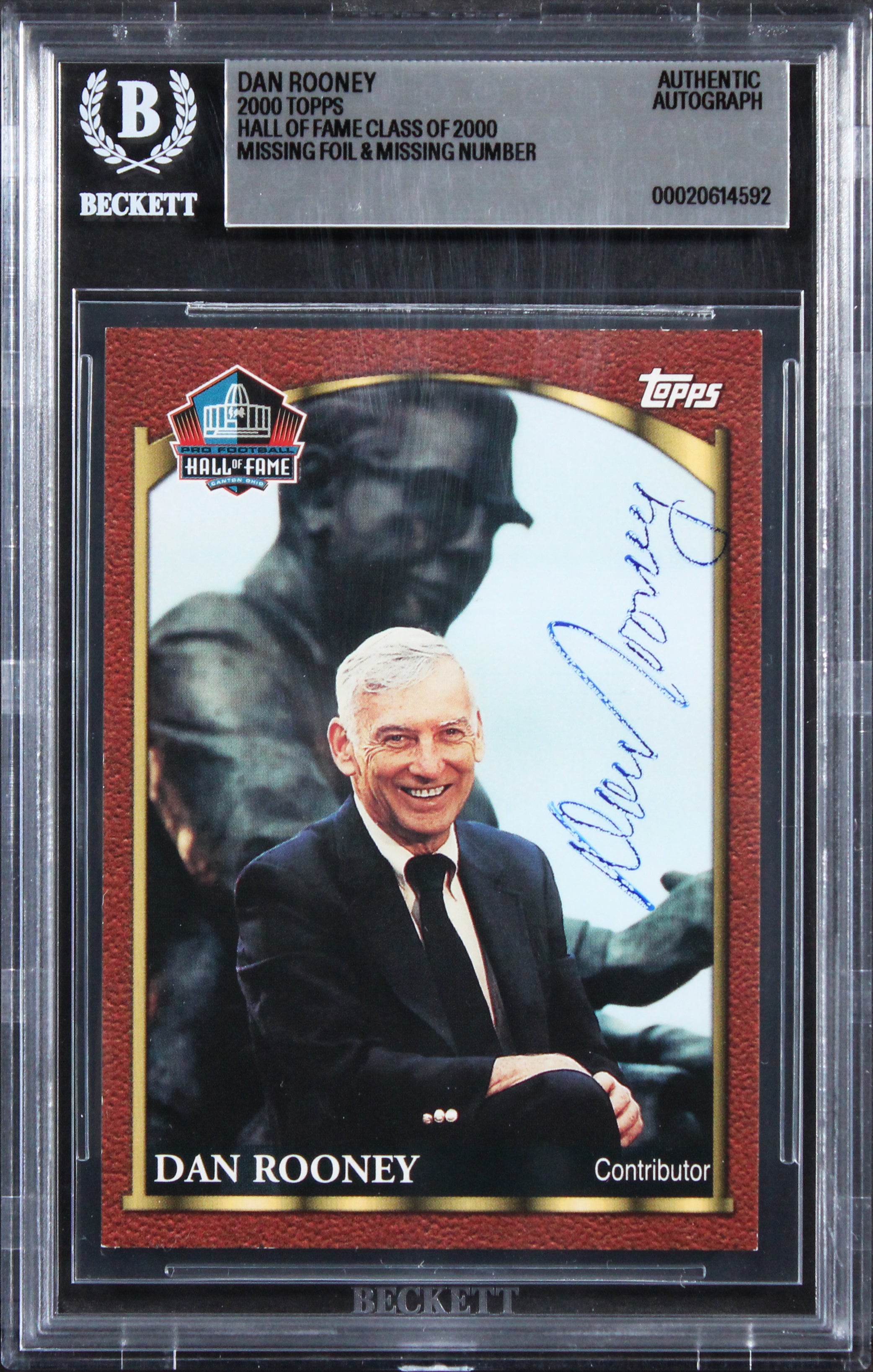 Steelers Dan Rooney Signed 2000 Topps Hall Of Fame Class Of 2000 Card BAS Slab 3