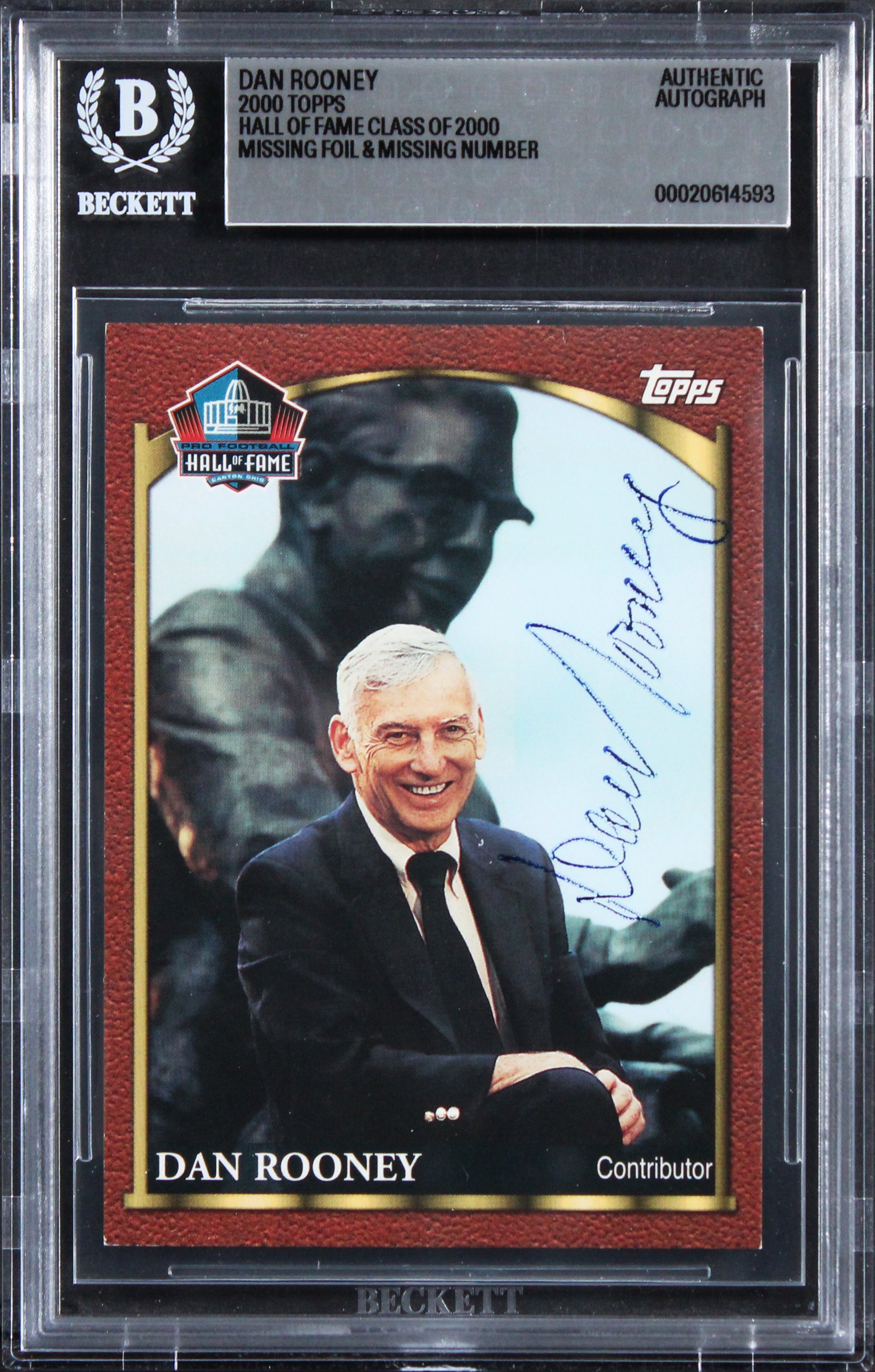 Steelers Dan Rooney Signed 2000 Topps Hall Of Fame Class Of 2000 Card BAS Slab 4