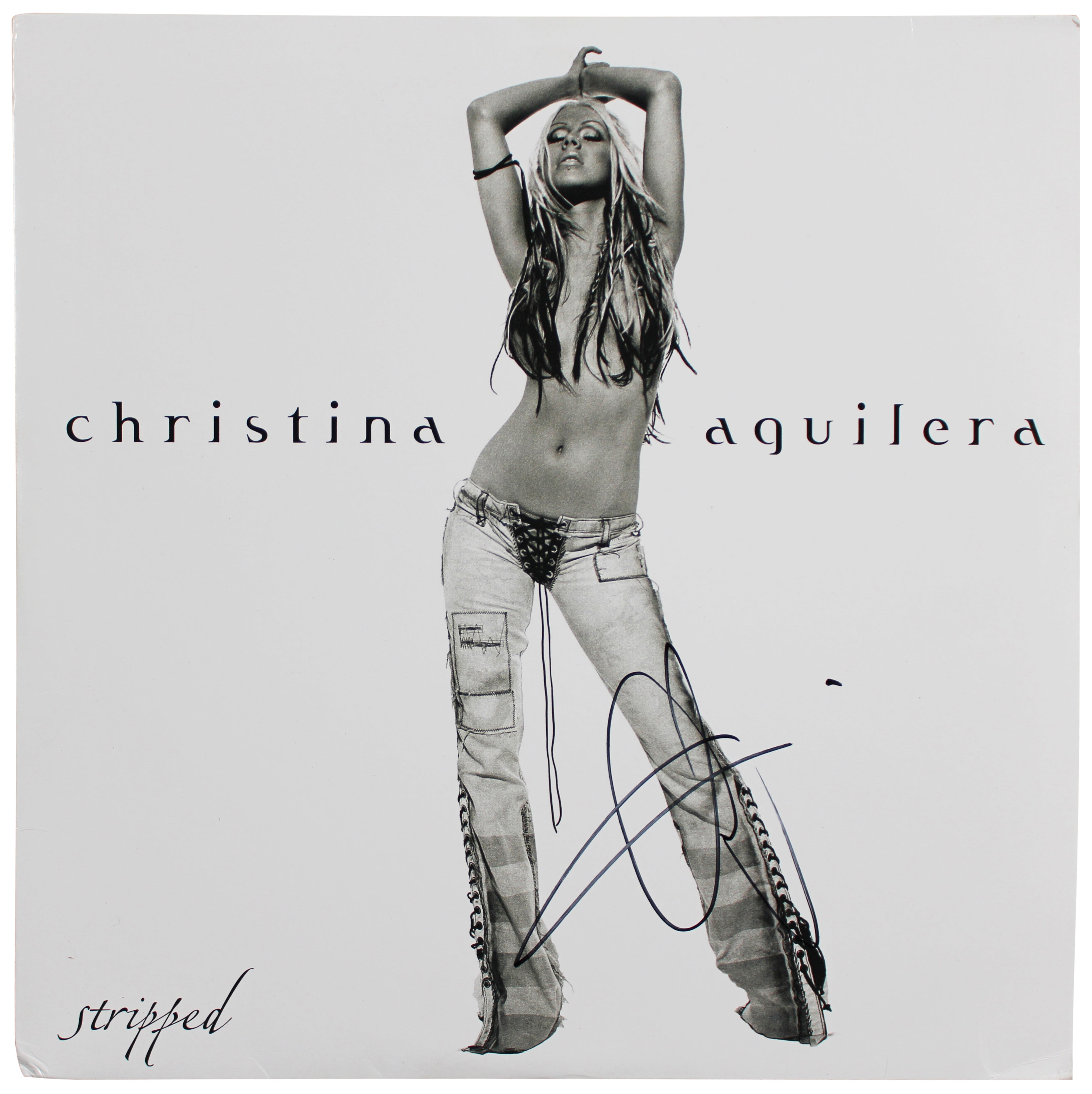 Christina Aguilera Authentic Signed Stripped Album Cover W/ Vinyl BAS #BU21376