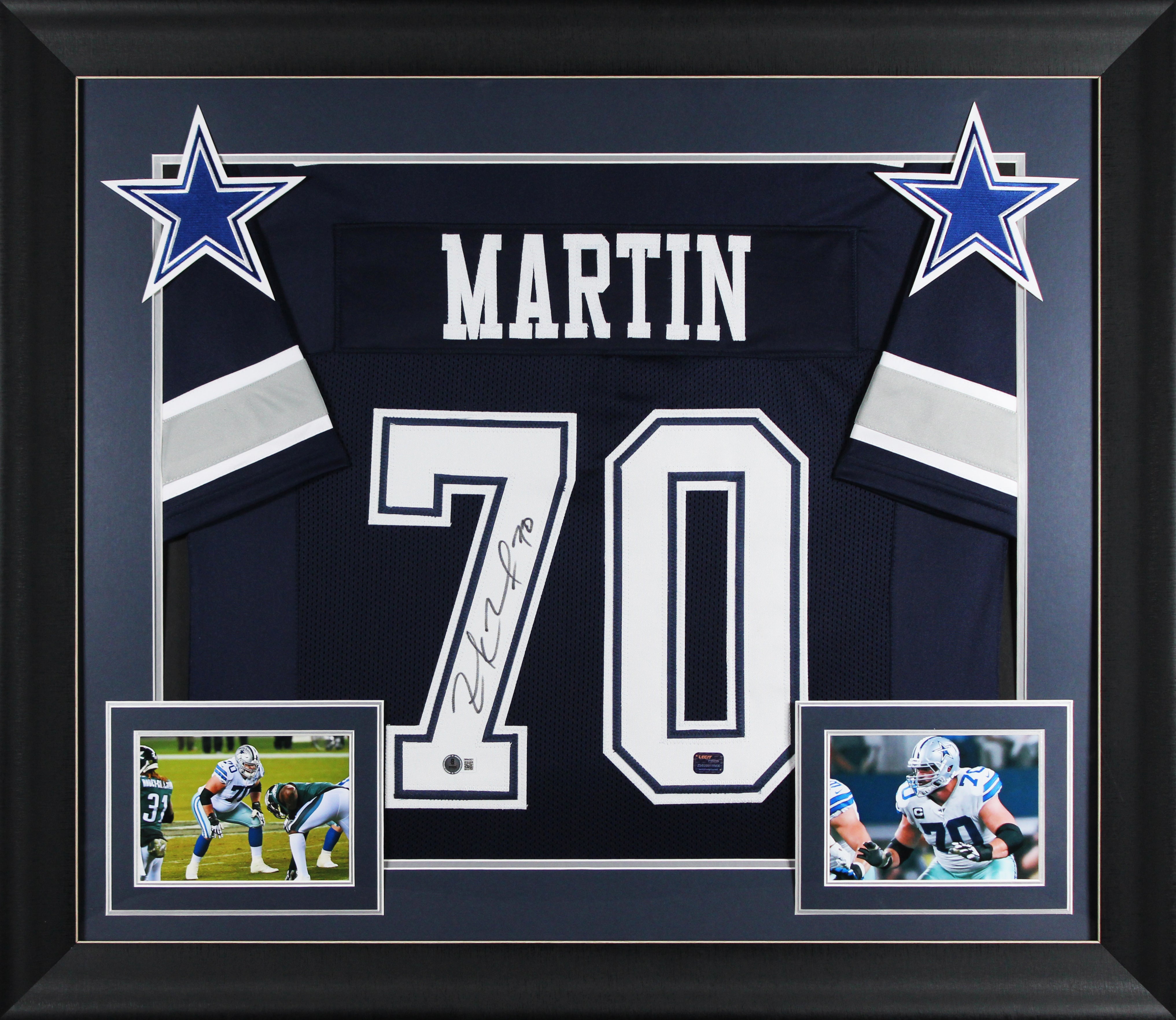 Zack Martin Authentic Signed Navy Blue Pro Style Framed Jersey BAS Witnessed