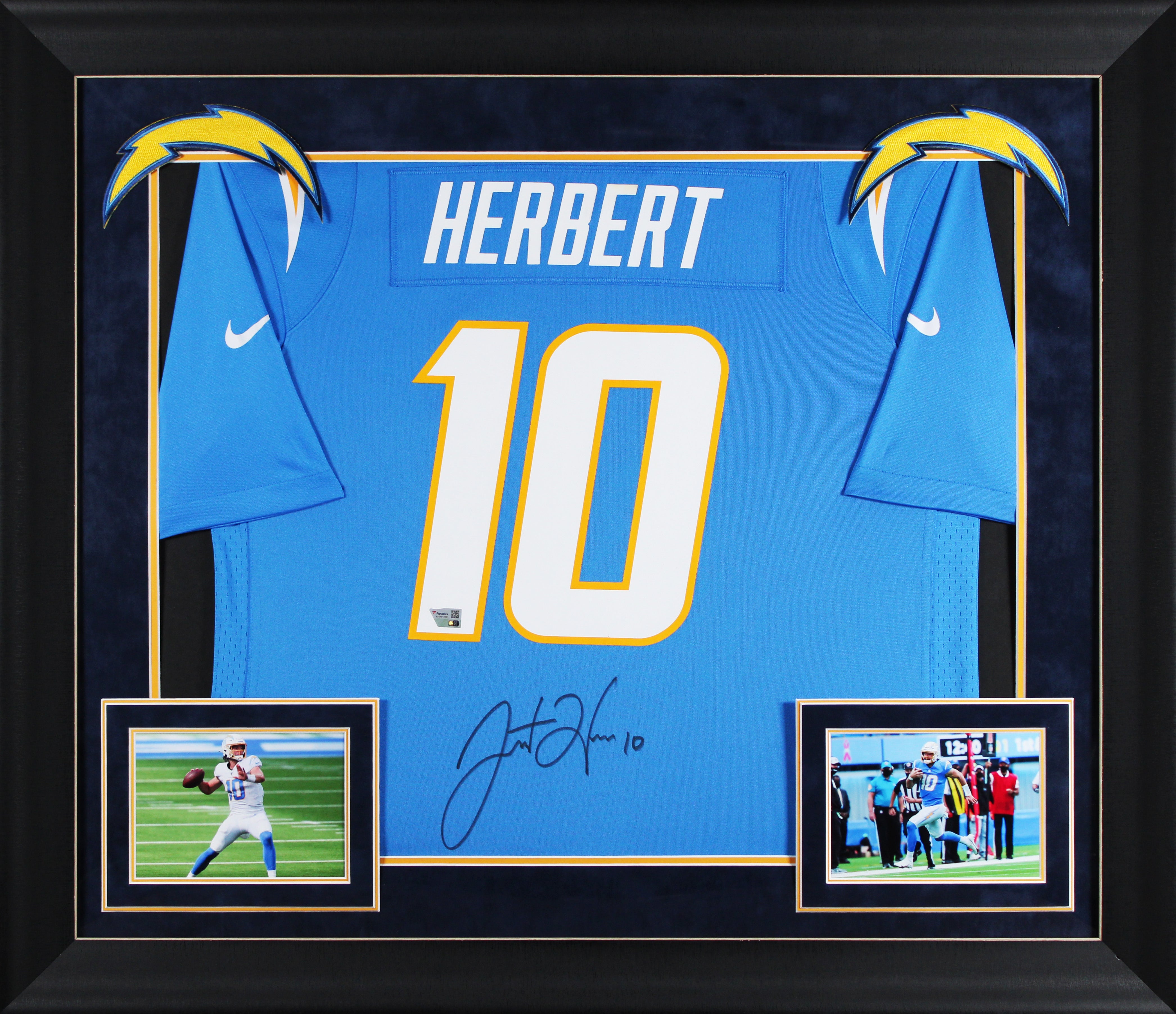 Chargers Justin Herbert Signed Powder Blue Nike Game Framed Jersey Fanatics