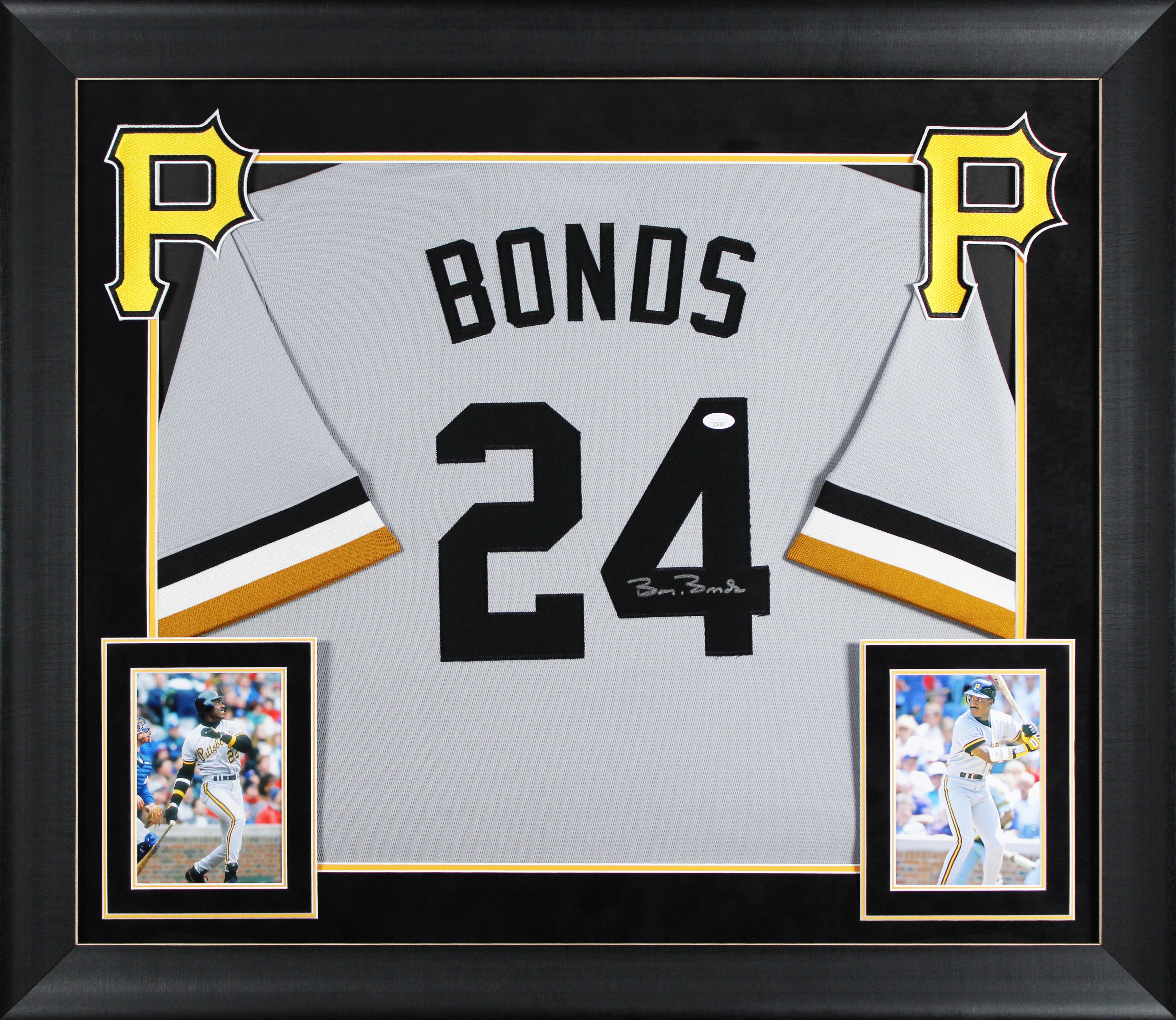 Pirates Barry Bonds Signed Grey Nike Cooperstown Collection Framed Jersey JSA