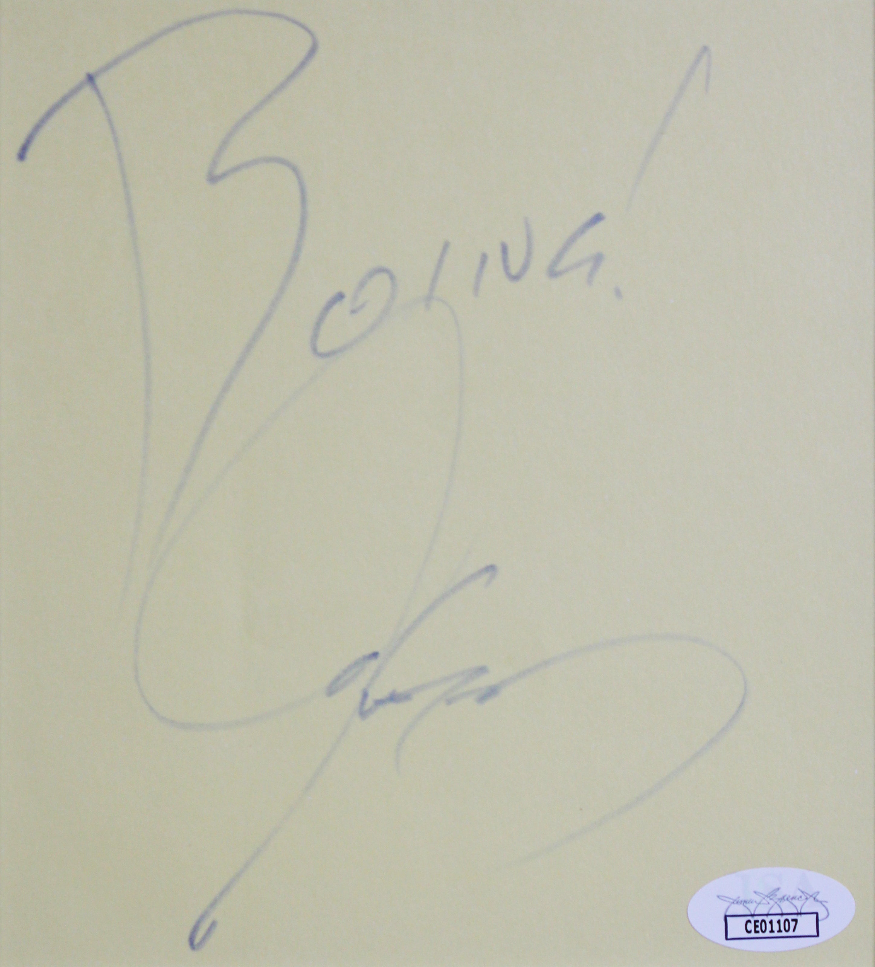 Jim Carrey The Mask "Boing!" Signed & Framed 5.5x6 Cut Signature JSA #CE01107