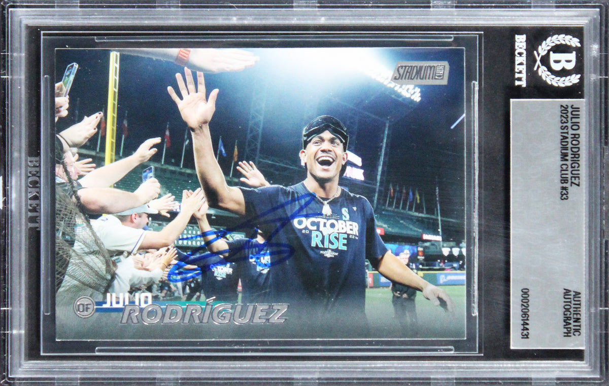 Mariners Julio Rodriguez Authentic Signed 2023 Stadium Club #33 Card BAS Slabbed