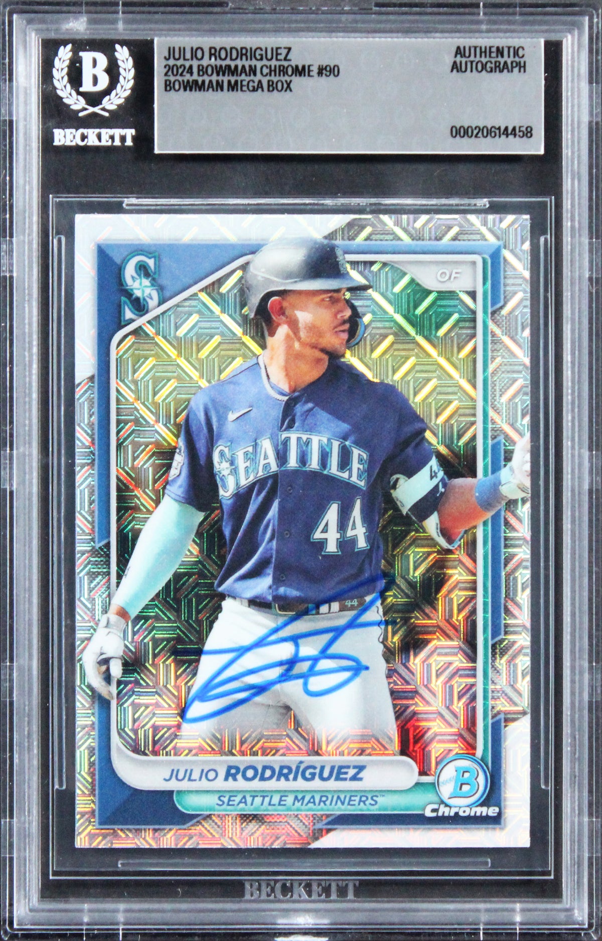 Mariners Julio Rodriguez Signed 2024 Bowman Chrome Mega Box #90 Card BAS Slabbed