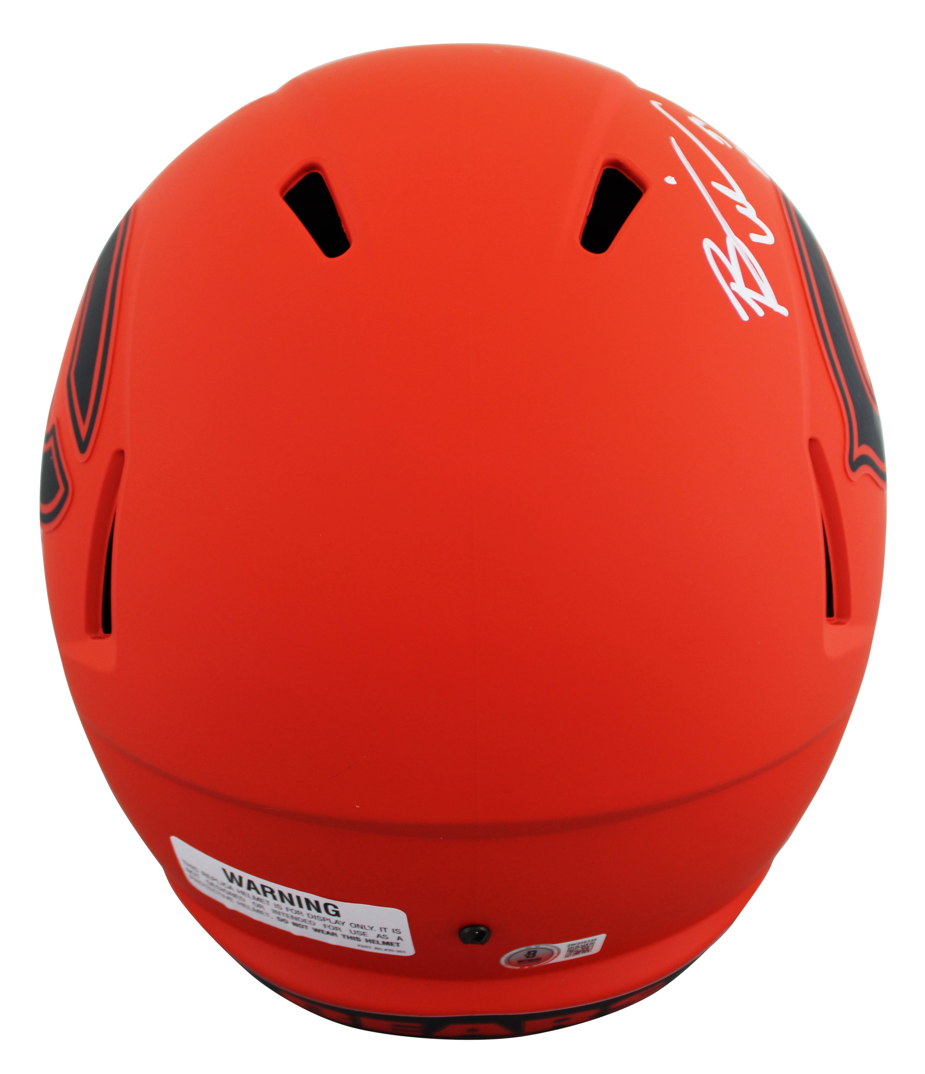 Bears Brian Urlacher "HOF 18" Signed Rave Full Size Speed Rep Helmet BAS Witness