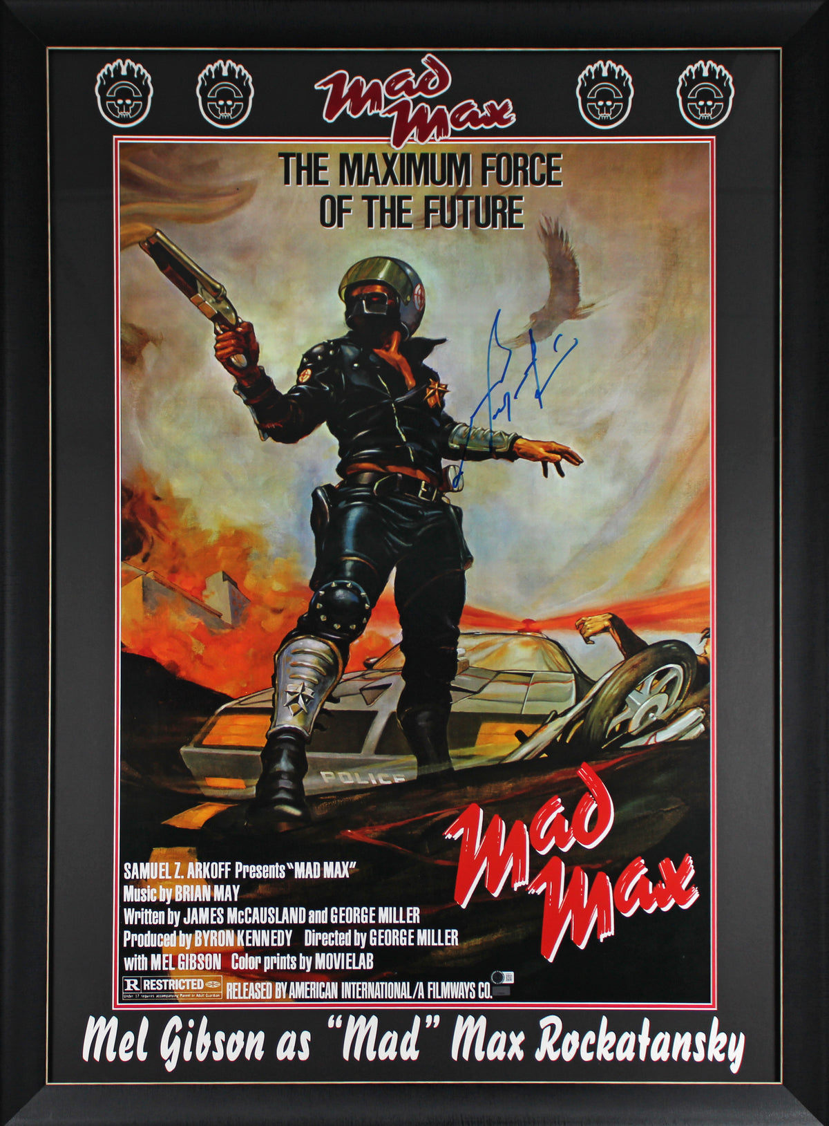 Mel Gibson Mad Max Authentic Signed & Framed 24x36 Poster Autographed BAS