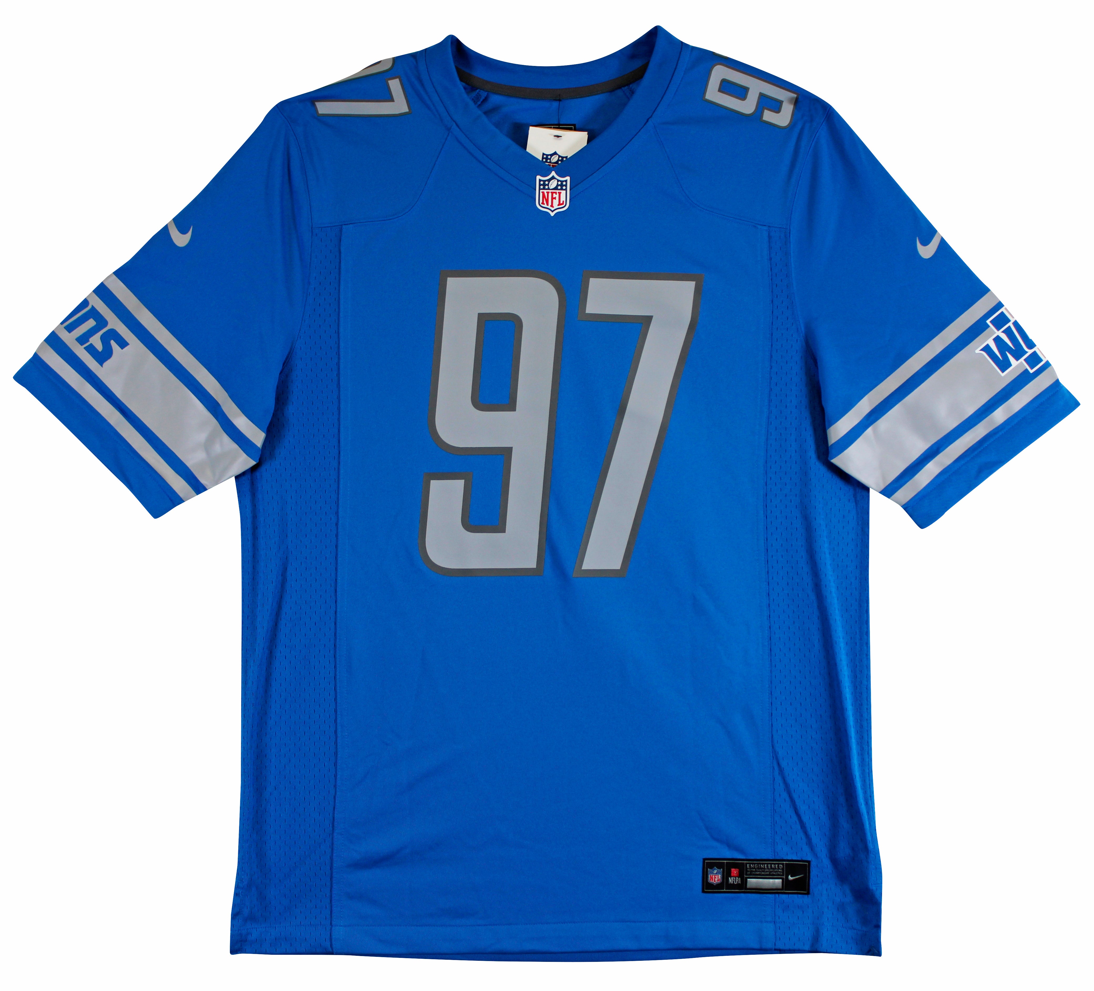 Lions Aidan Hutchinson Signed Blue Nike Game Jersey w/ Silver Sig BAS Witnessed