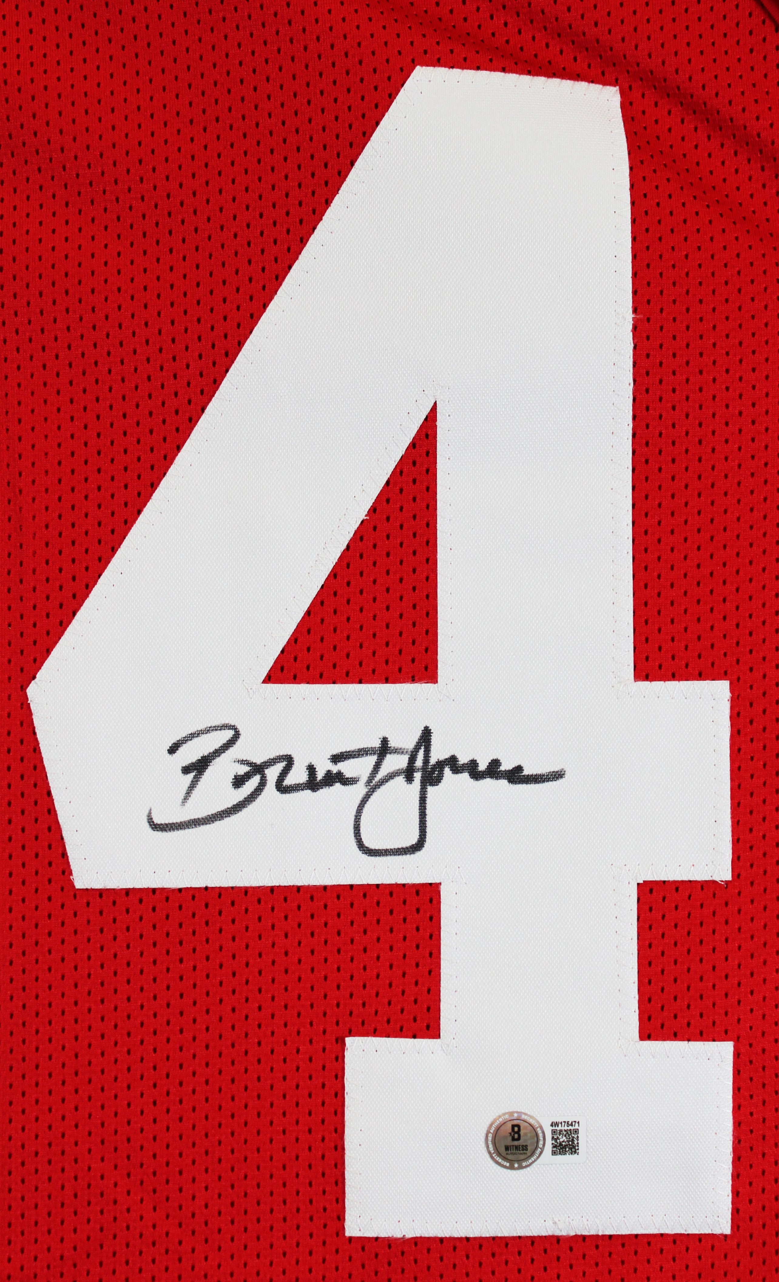 Brent Jones Authentic Signed Red Pro Style Jersey Autographed BAS Witnessed