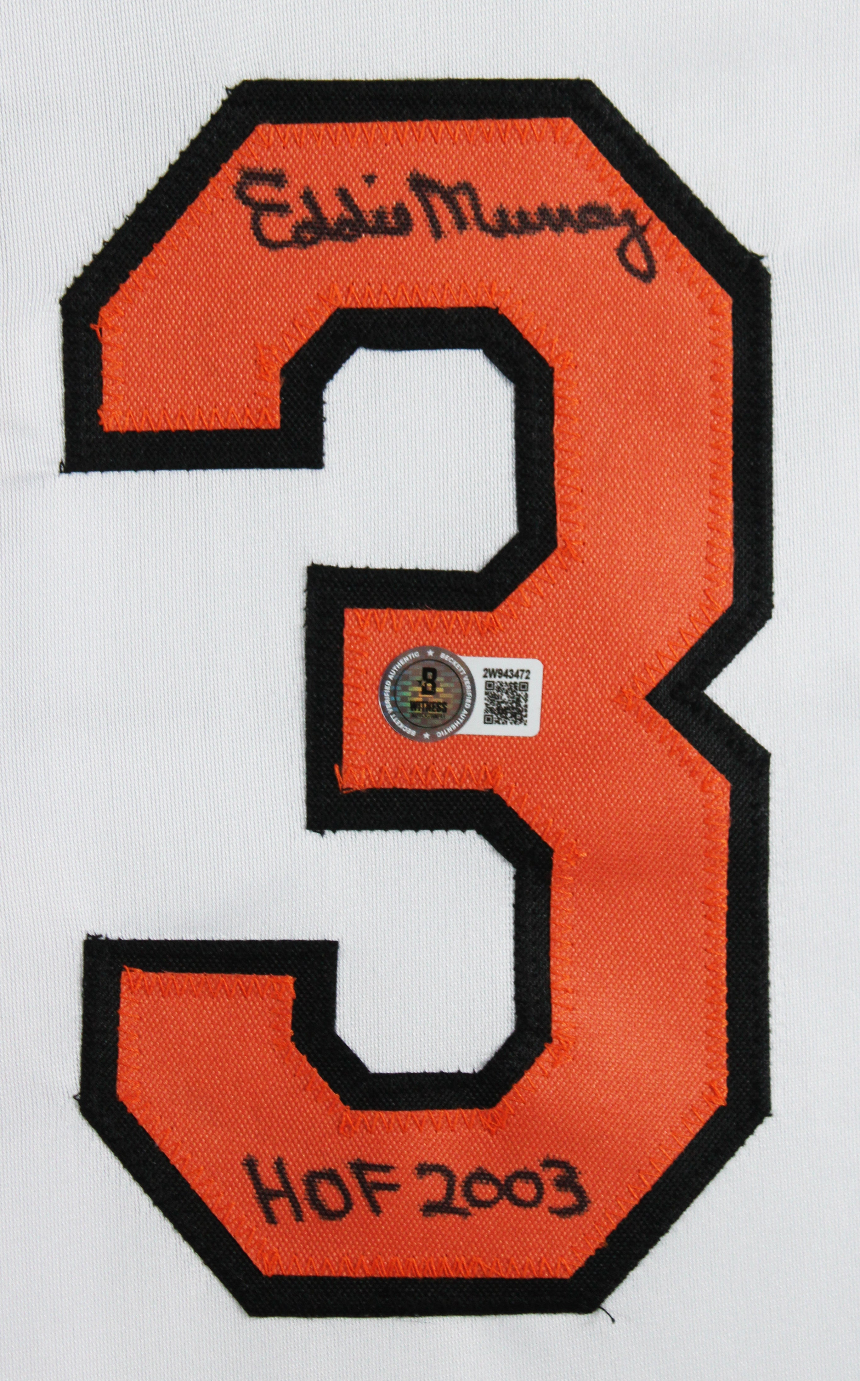 Eddie Murray "HOF 03" Authentic Signed White Pro Style Framed Jersey BAS Witness