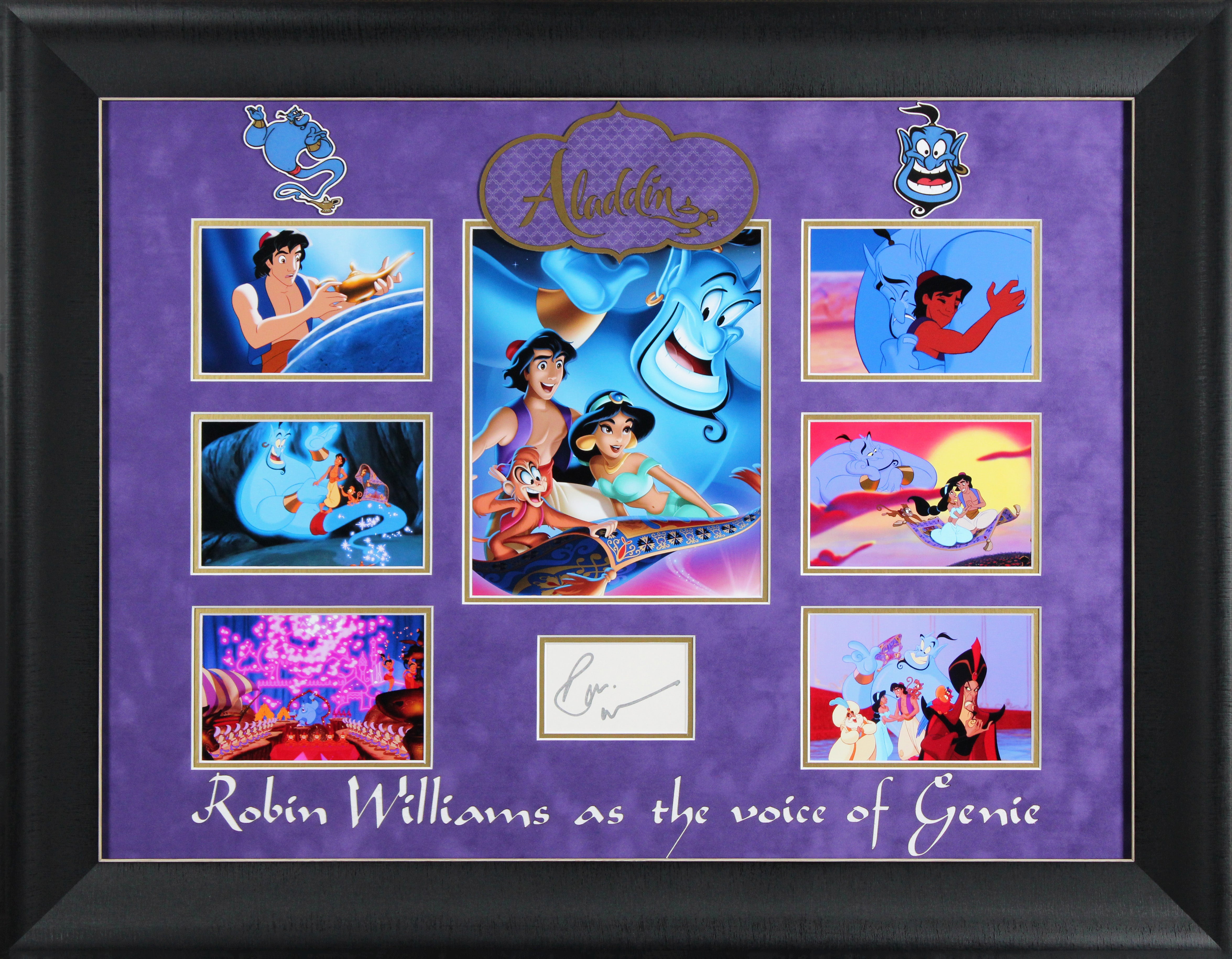 Robin Williams Aladdin Authentic Signed & Framed 3x5 Index Card BAS #AD04943