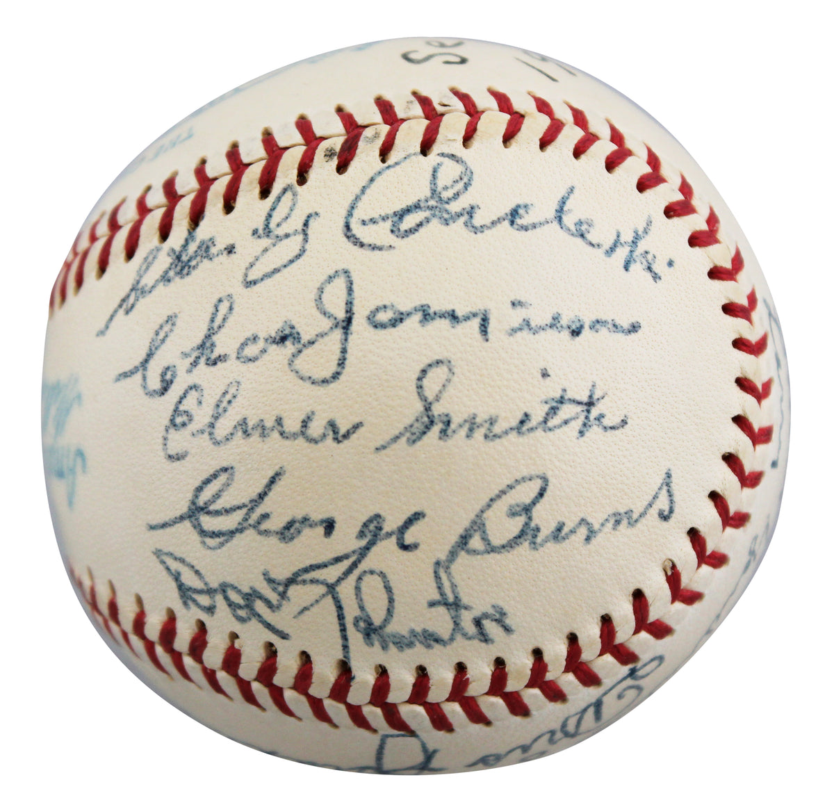 1920 Indians (10) Speaker, Sewell, Coveleski, Signed Reach OAL Baseball JSA LOA