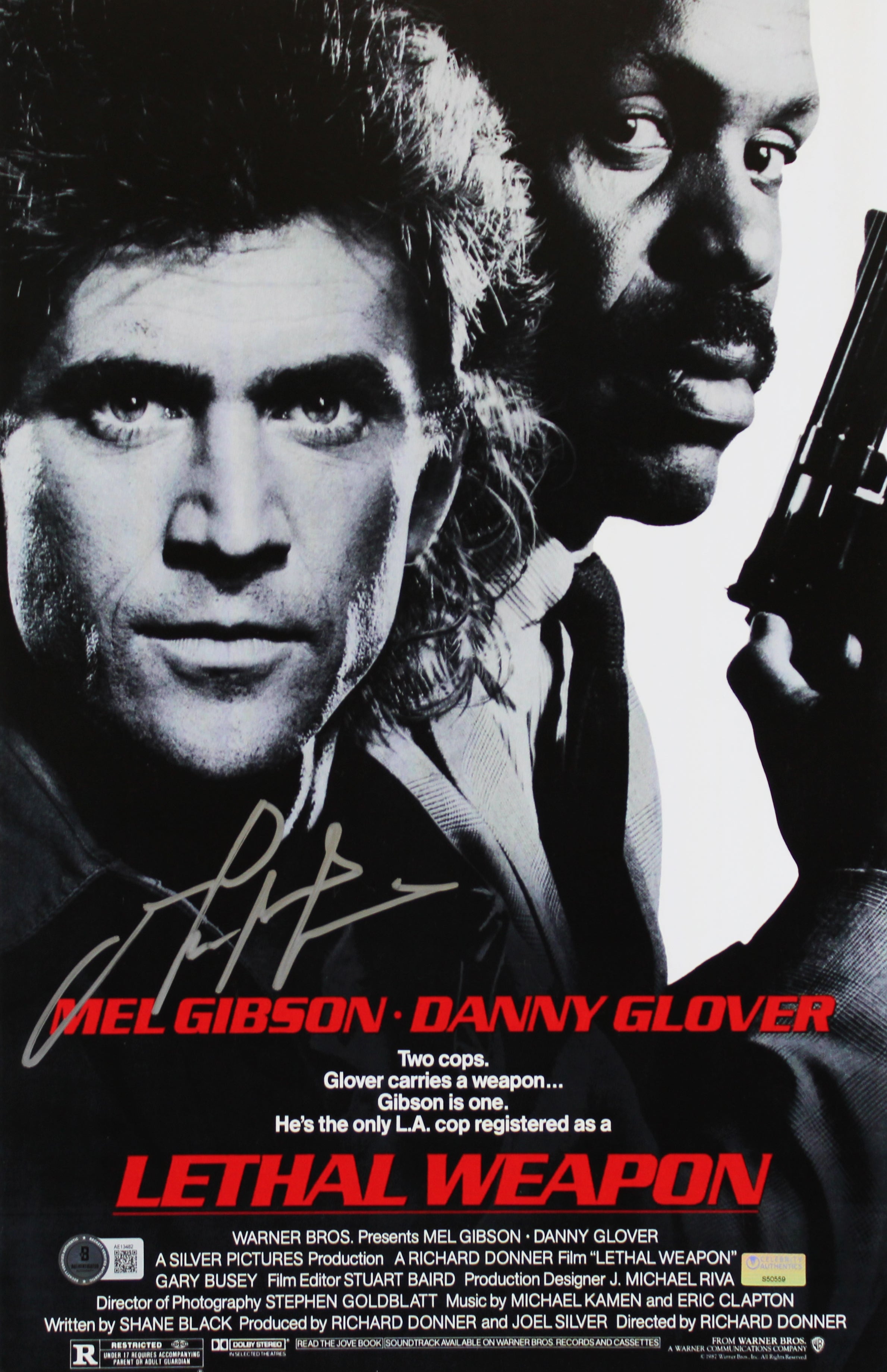 Mel Gibson Lethal Weapon Authentic Signed 11x17 Mini Movie Poster Photo BAS