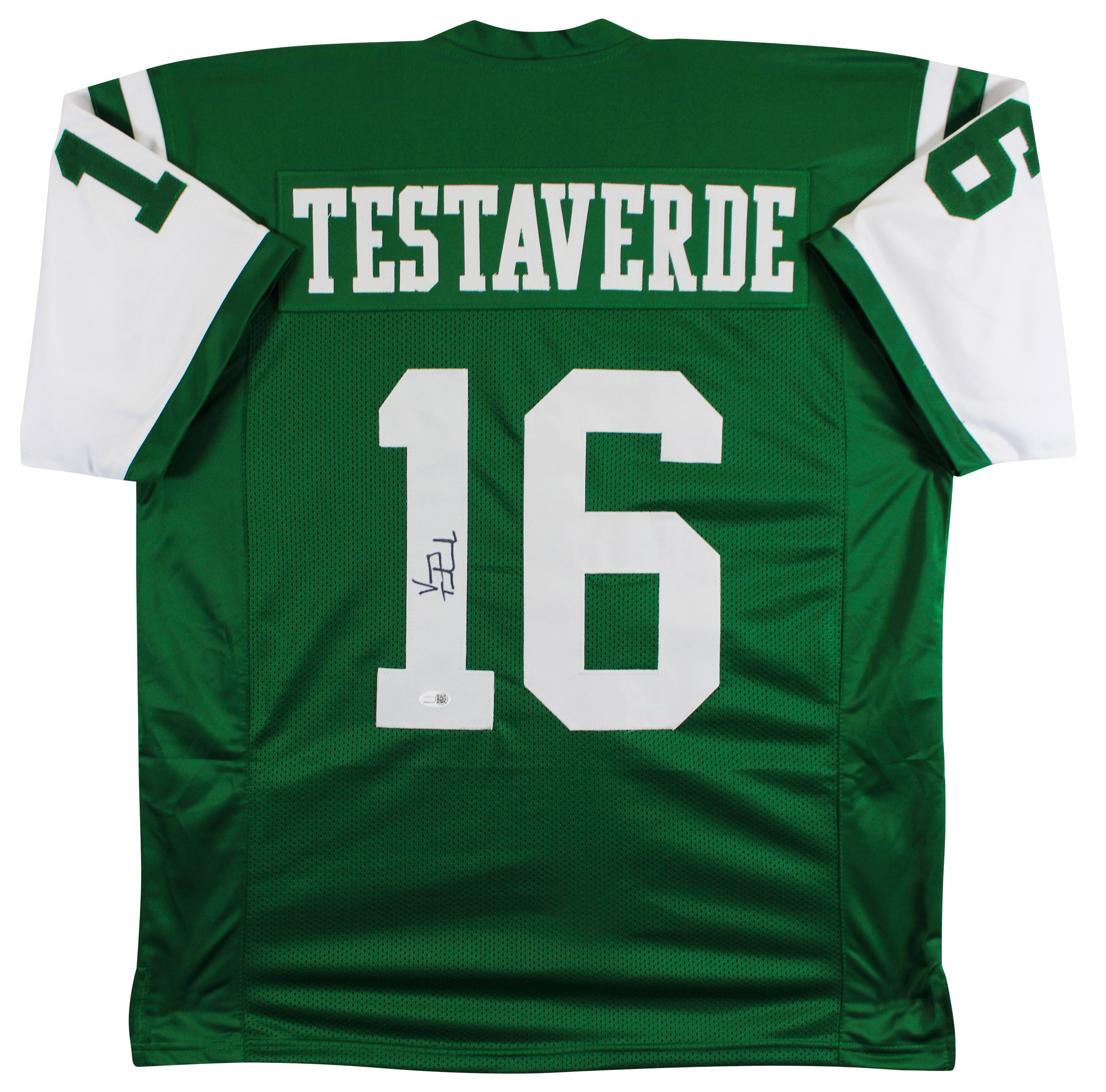 Vinny Testaverde Authentic Signed Green Pro Style Jersey Autographed JSA Witness