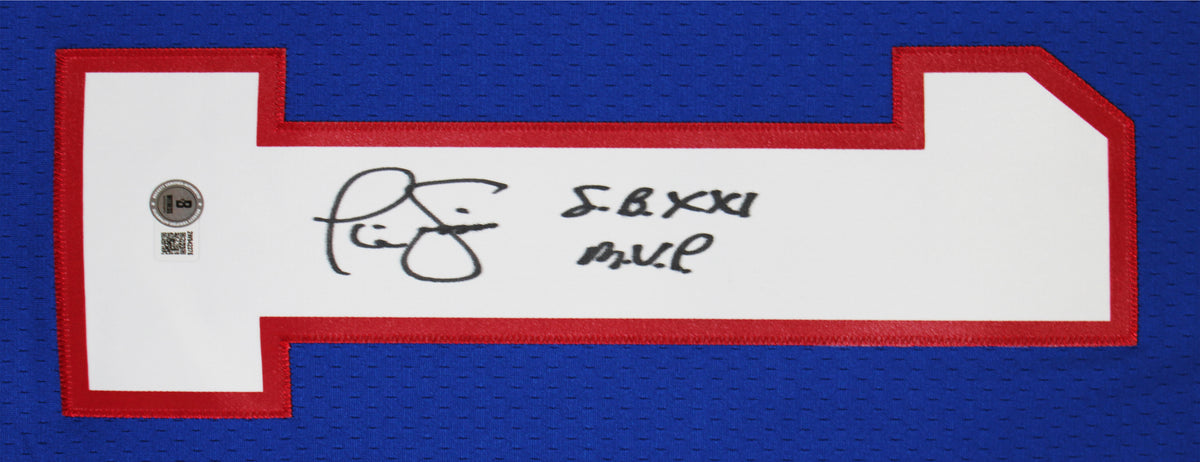 Giants Phil Simms "SB XXI MVP" Signed Blue Mitchell & Ness Jersey BAS Witnessed
