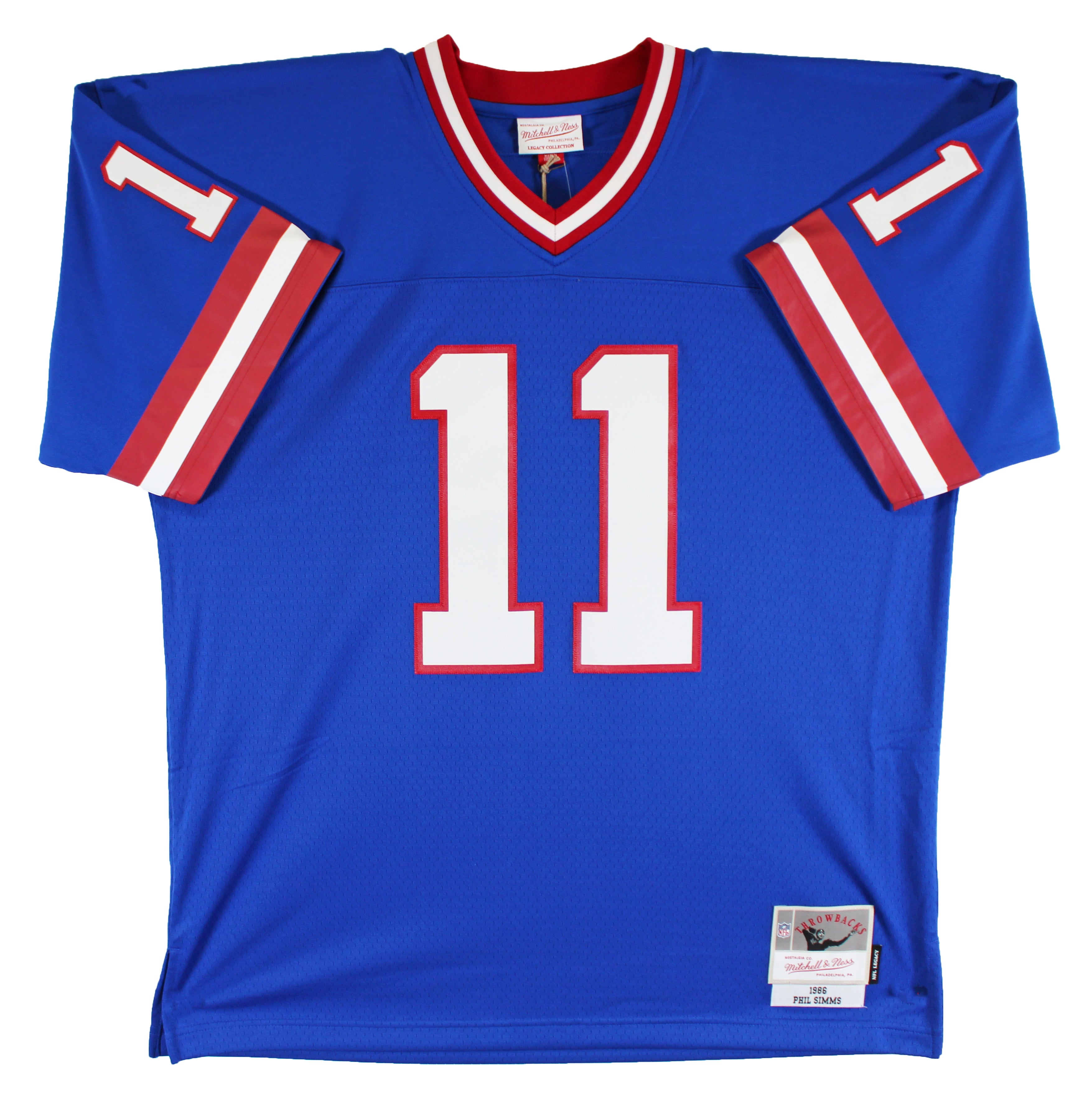 Giants Phil Simms "SB XXI MVP" Signed Blue Mitchell & Ness Jersey BAS Witnessed