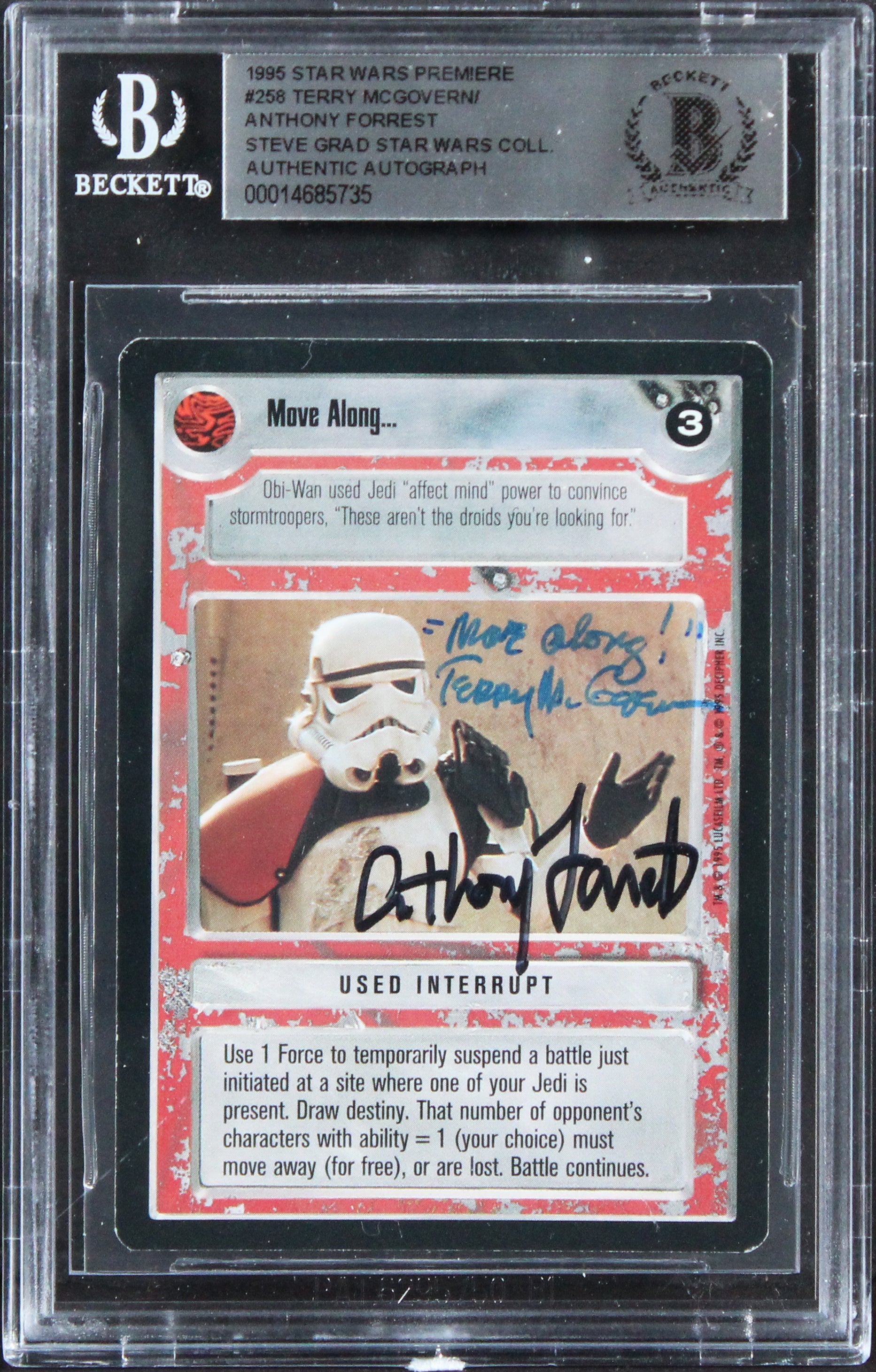 Star Wars (2) McGovern & Forrest W/ Insc Signed 1995 Premiere #258 Card BAS Slab