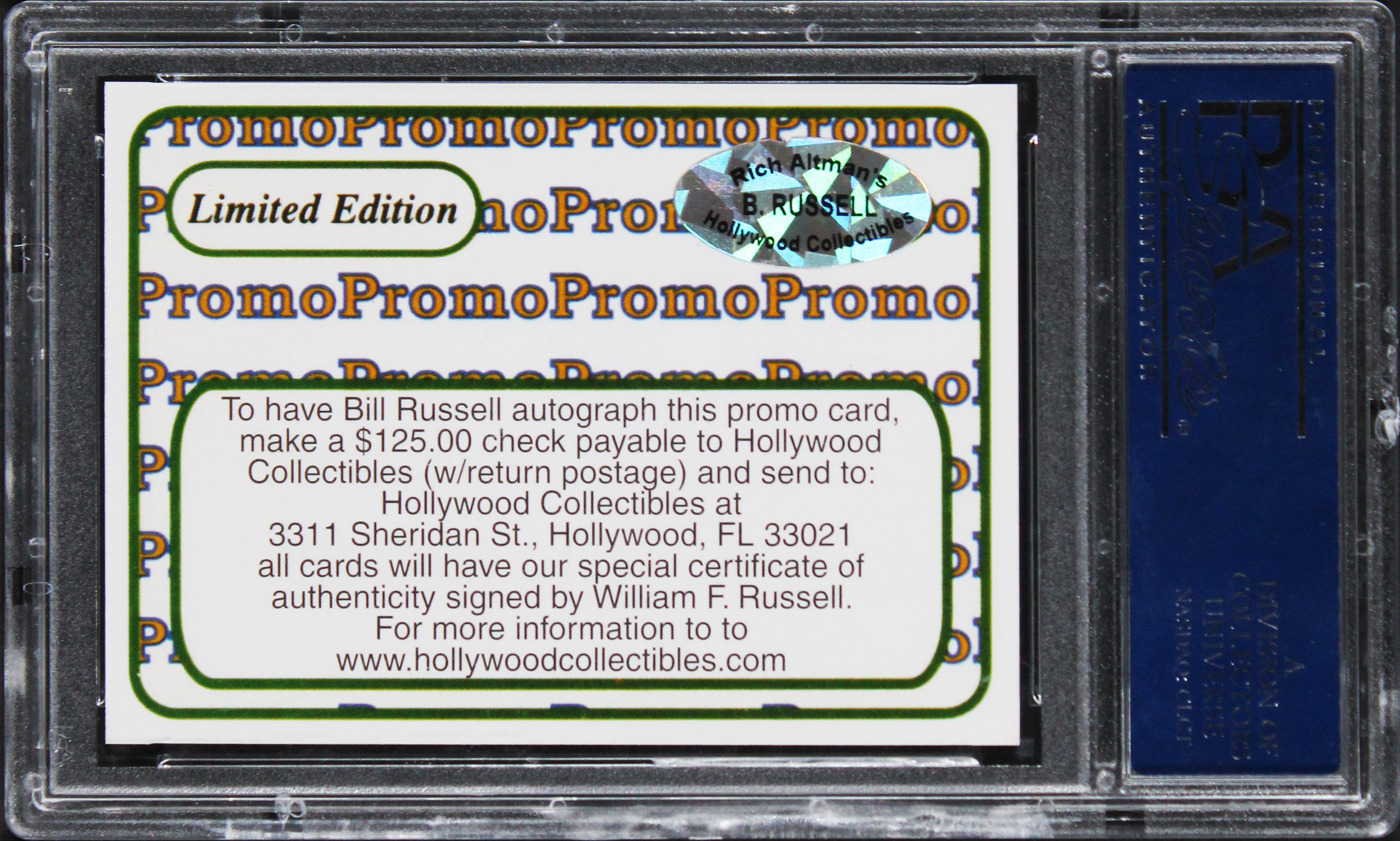 Bill Russell Signed Reggie Jackson's Mr. October's Promo Card Auto 10! PSA Slab