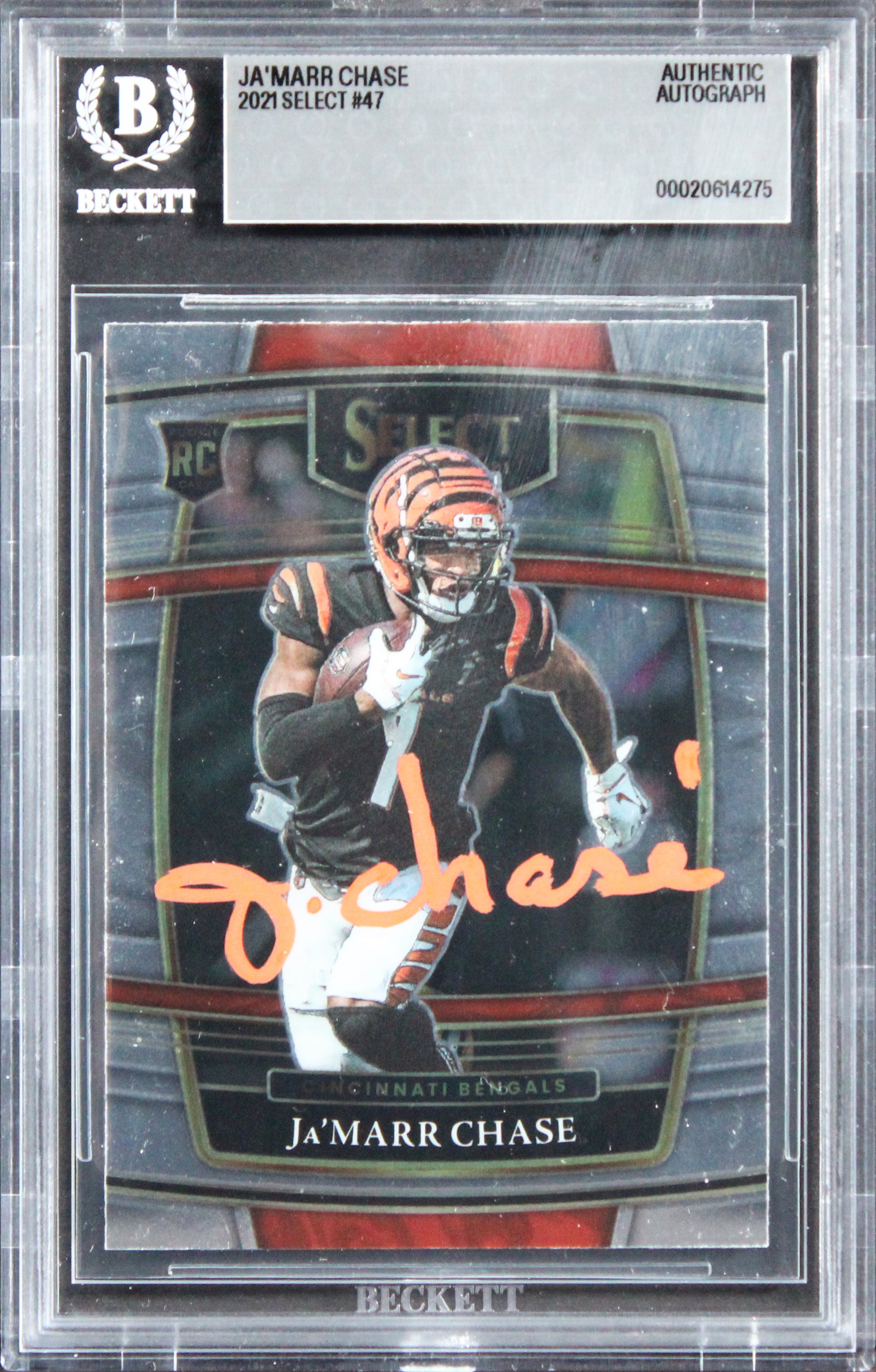 Bengals Ja'Marr Chase Authentic Signed 2021 Select #47 Rookie Card BAS Slabbed