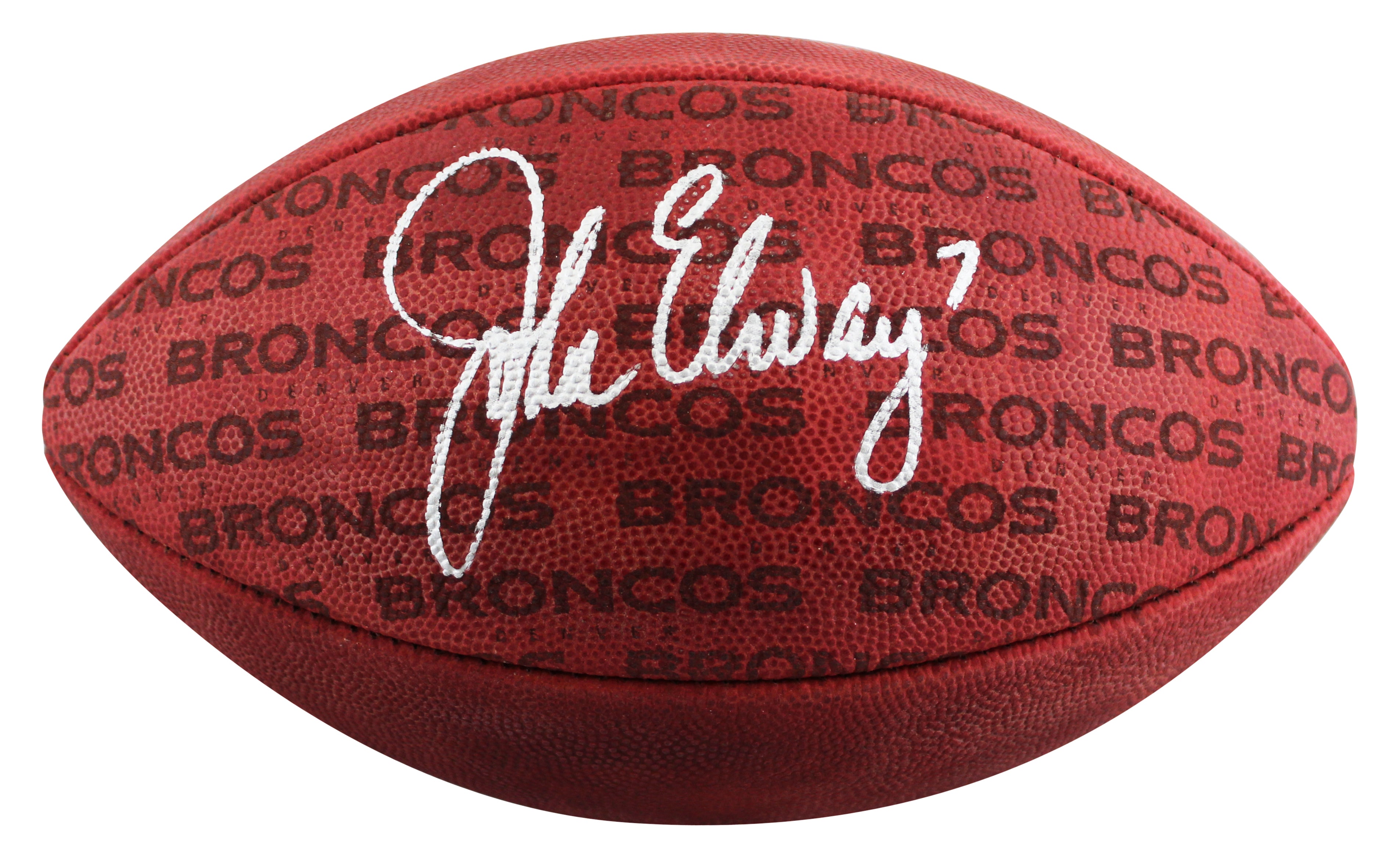 Broncos John Elway Signed Wilson "The Duke" Team Showcase Football BAS Witnessed