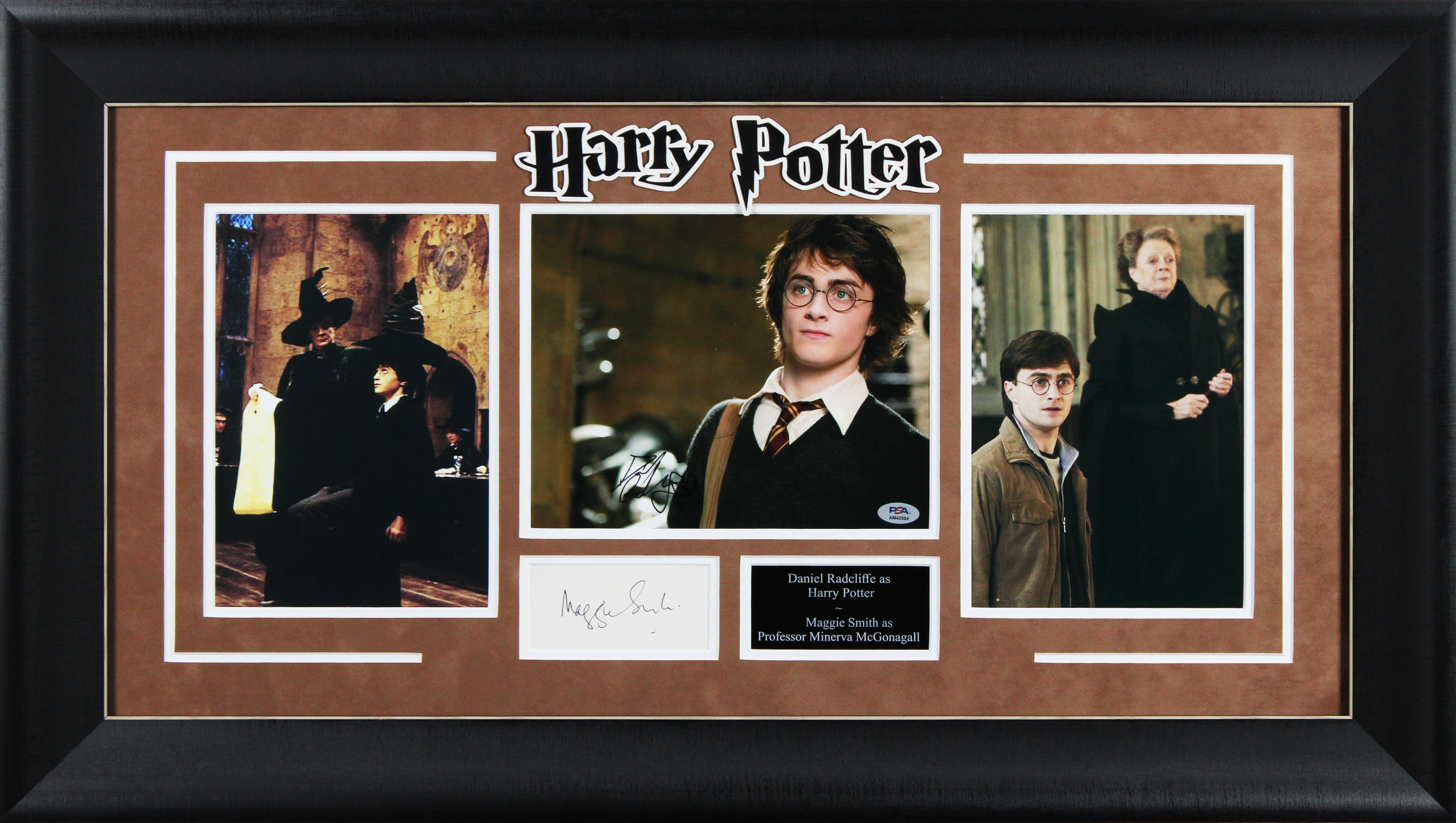 Daniel Radcliffe & Maggie Smith Harry Potter Signed Framed Display BAS #AE09586