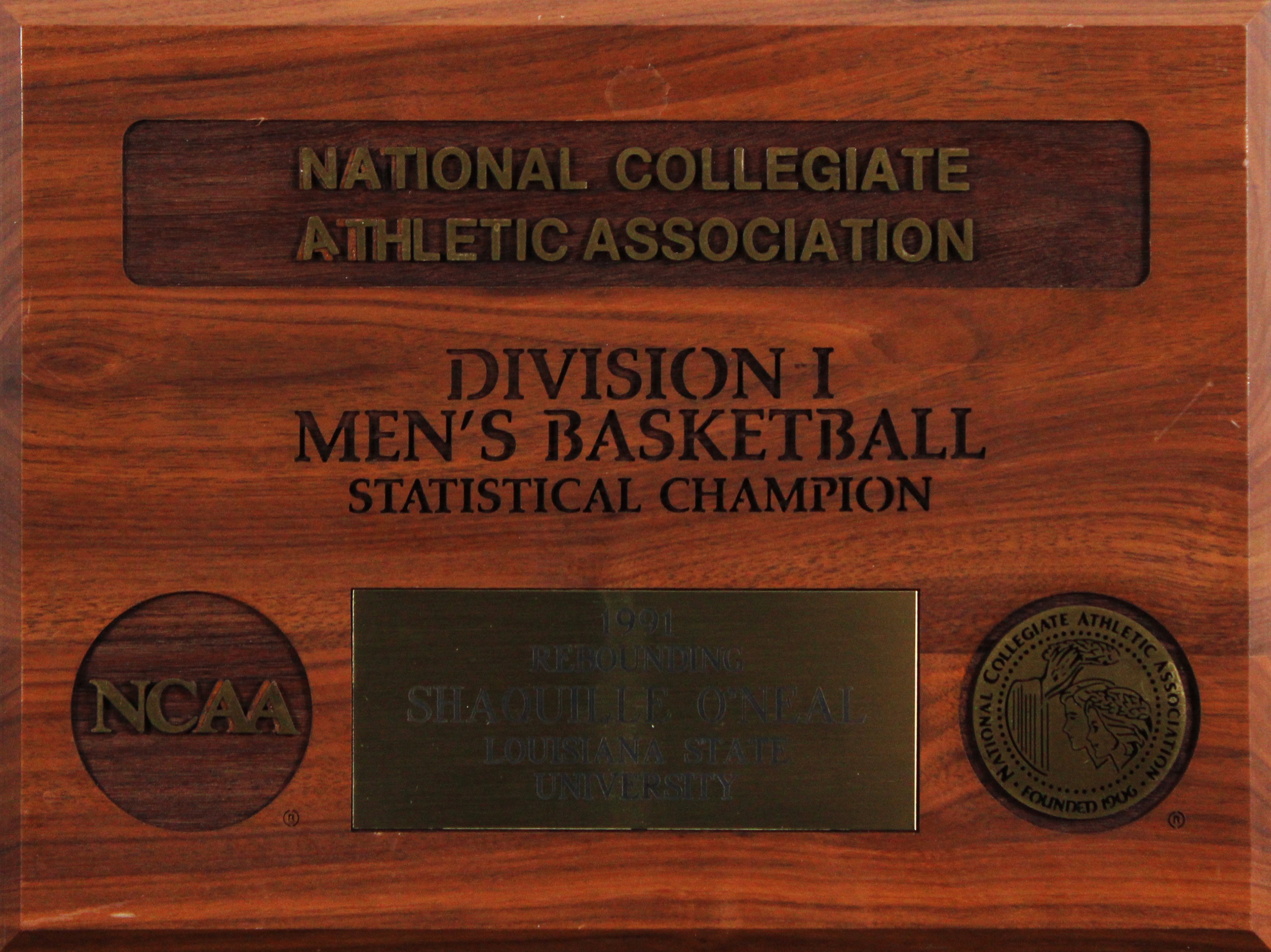 Shaquille O'Neal 1990 NCAA Division I Rebounding Title Plaque Un-signed