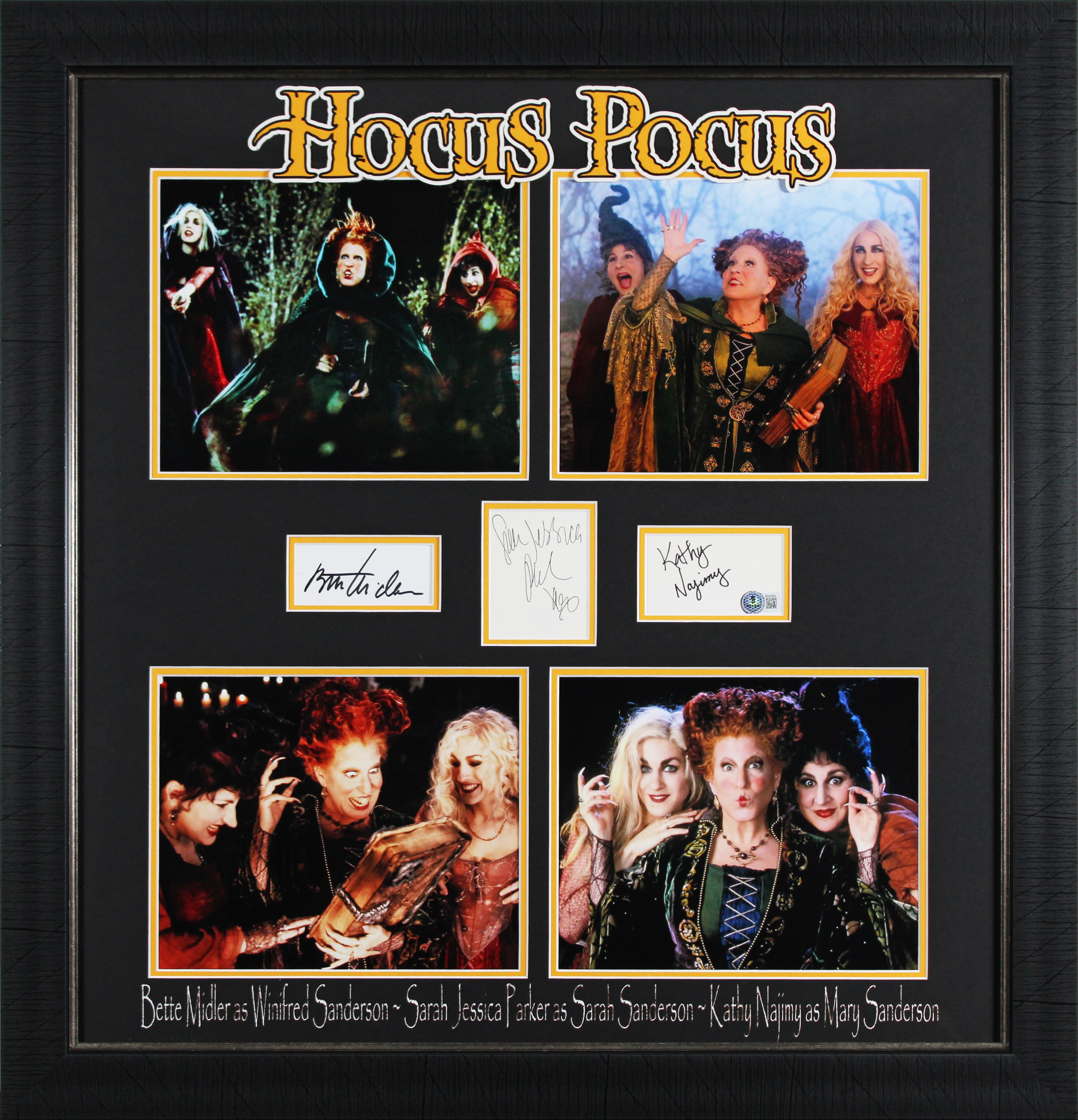 Hocus Pocus (3) Parker, Midler & Najimy Signed Framed Display BAS #BQ45364