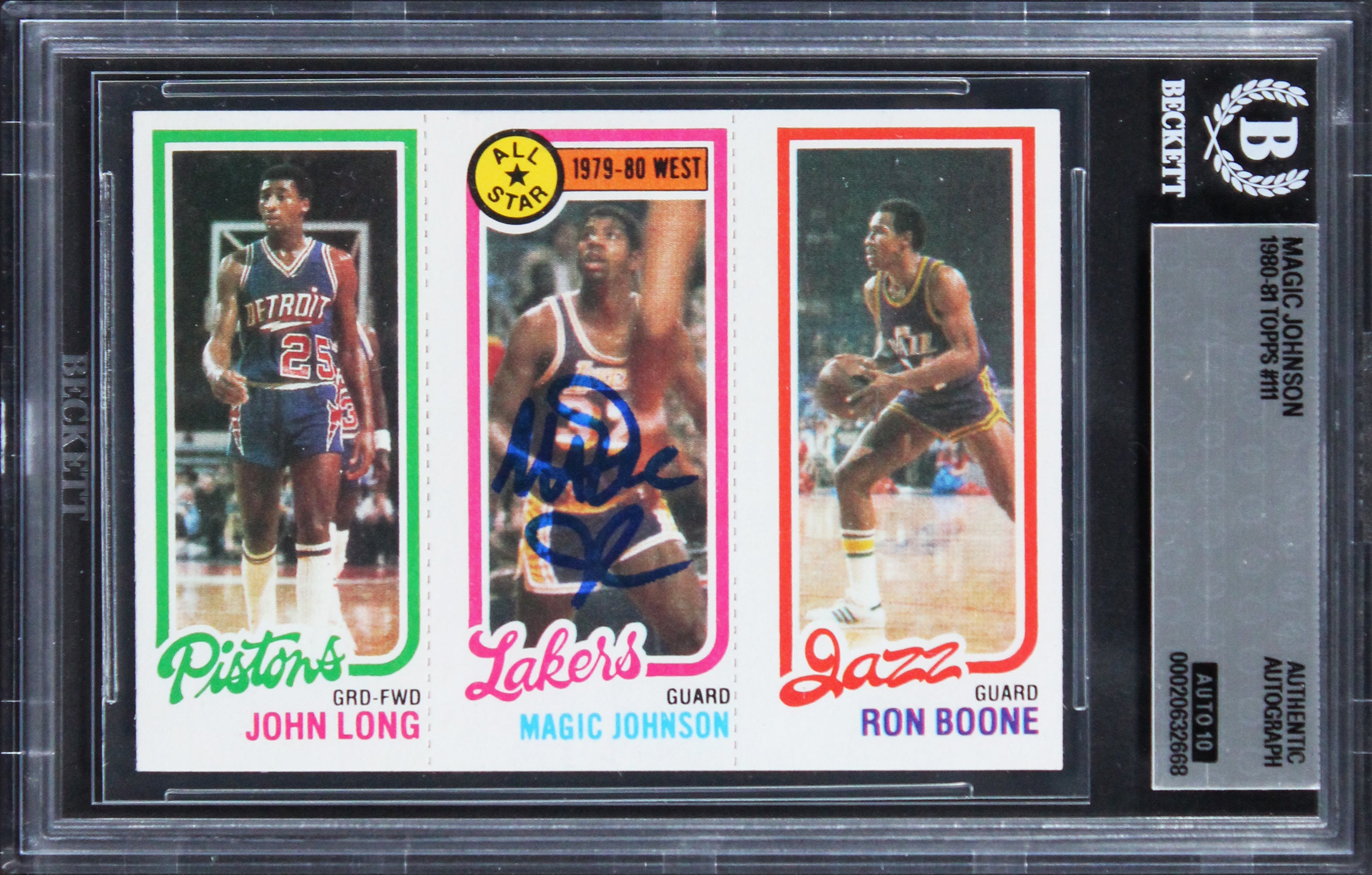 Lakers Magic Johnson Signed 1980 Topps #111 Rookie Card Auto GM 10! BAS Slabbed