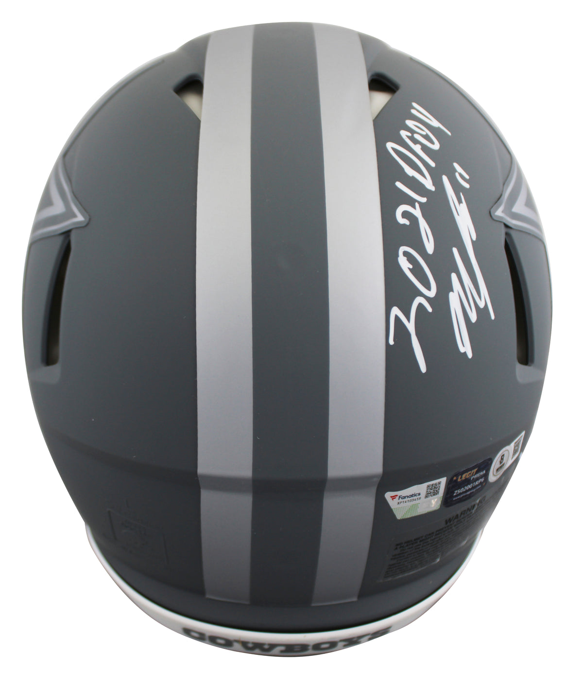 Cowboys Prescott, Smith, Parsons +1 Signed Slate F/S Speed Proline Helmet BAS W