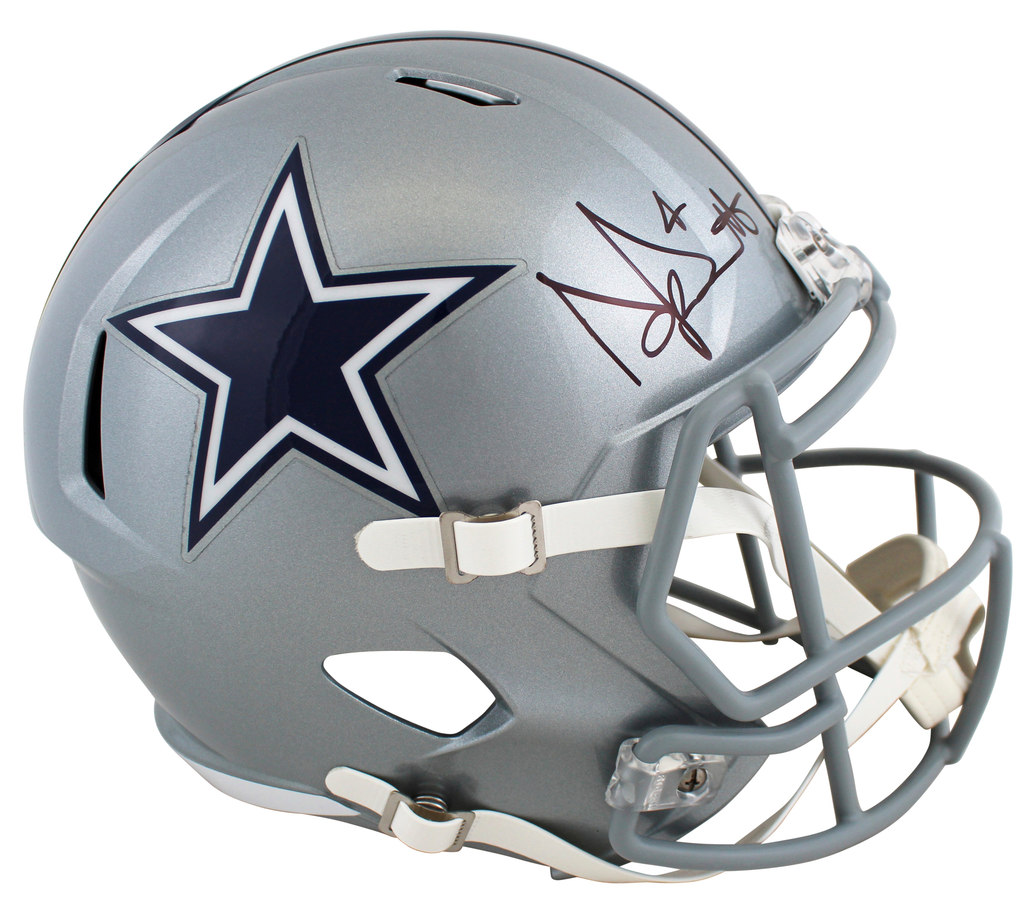 Cowboys Dak Prescott Signed Full Size Speed Rep Helmet W/ Case BAS Witnessed