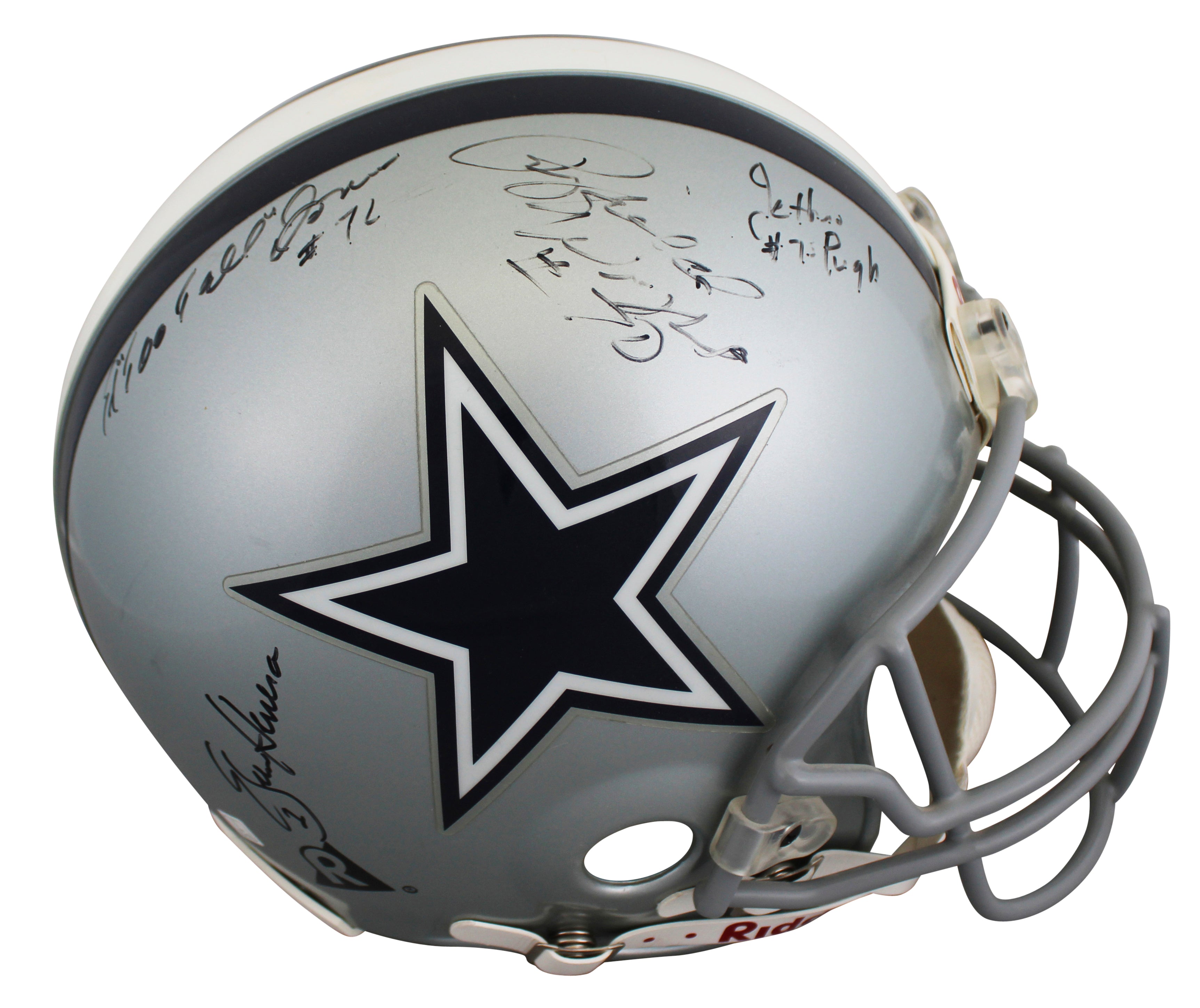 Cowboys Greats (7) Aikman, Jones, Wright +4 Signed Full Size Proline Helmet BAS