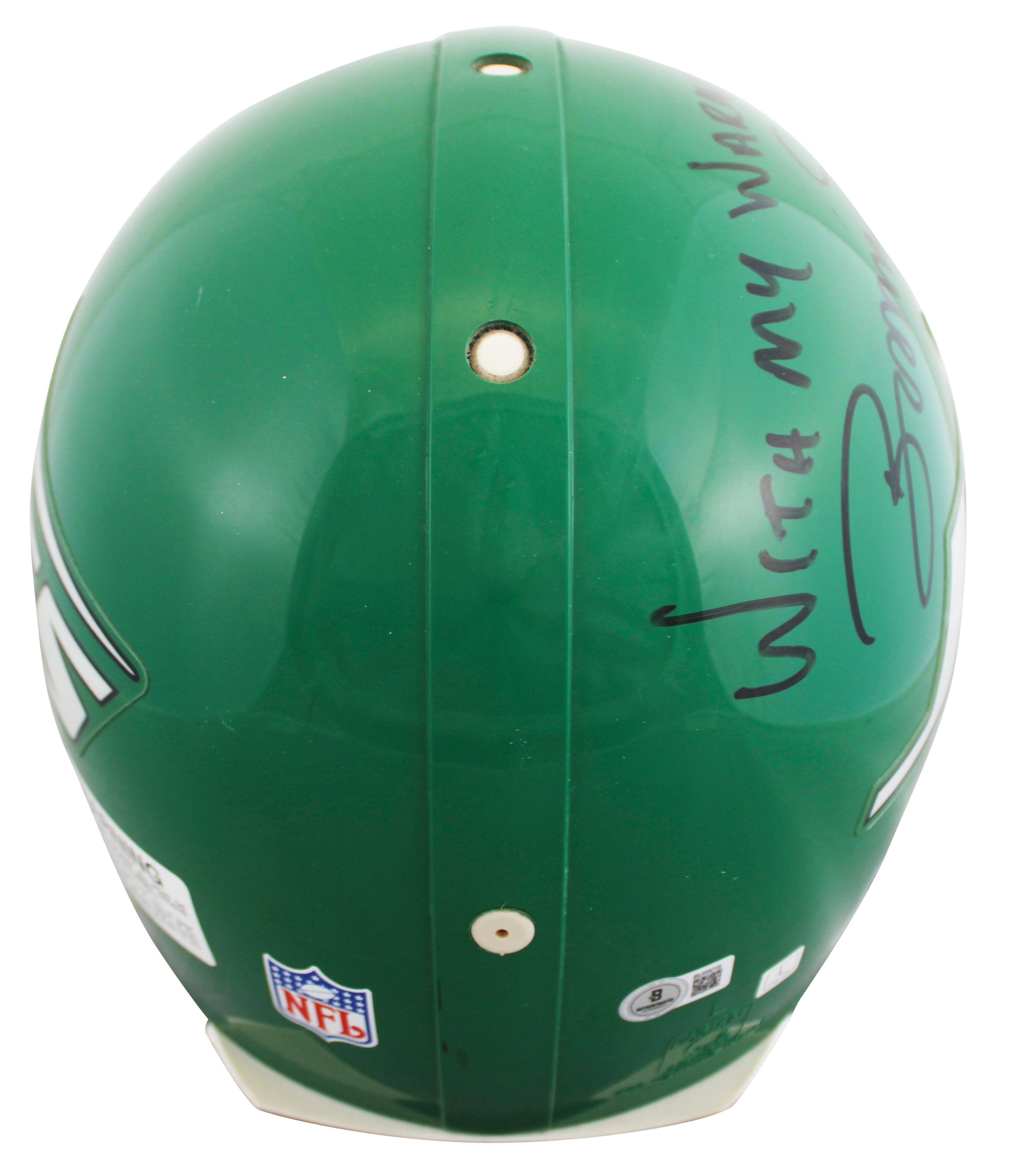Jets Boomer Esiason "With My Warmest Wishes" Signed Full Size Proline Helmet BAS