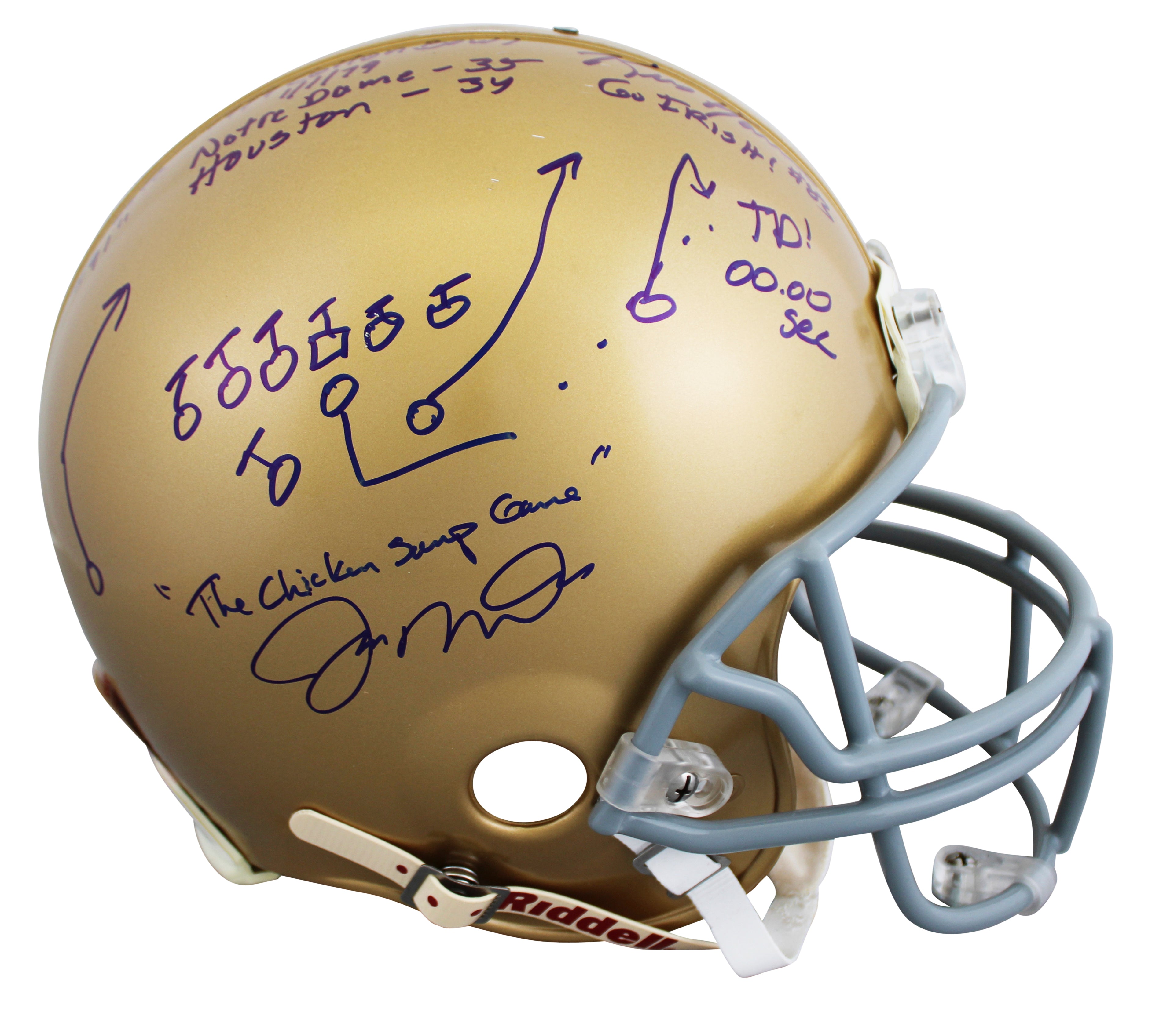 Notre Dame Joe Montana & Kris Haines Signed Full Size Proline Helmet BAS