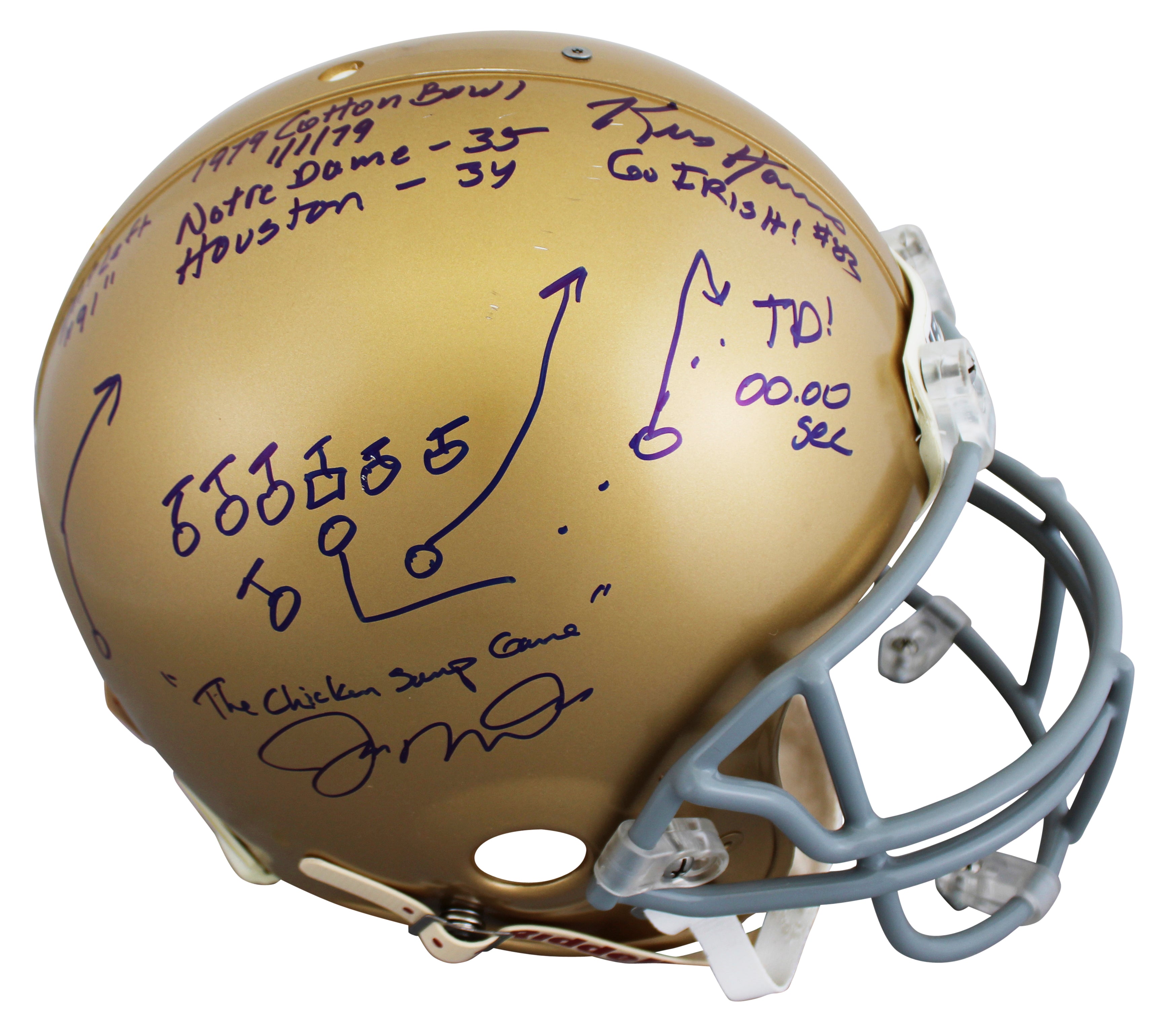 Notre Dame Joe Montana & Kris Haines Signed Full Size Proline Helmet BAS