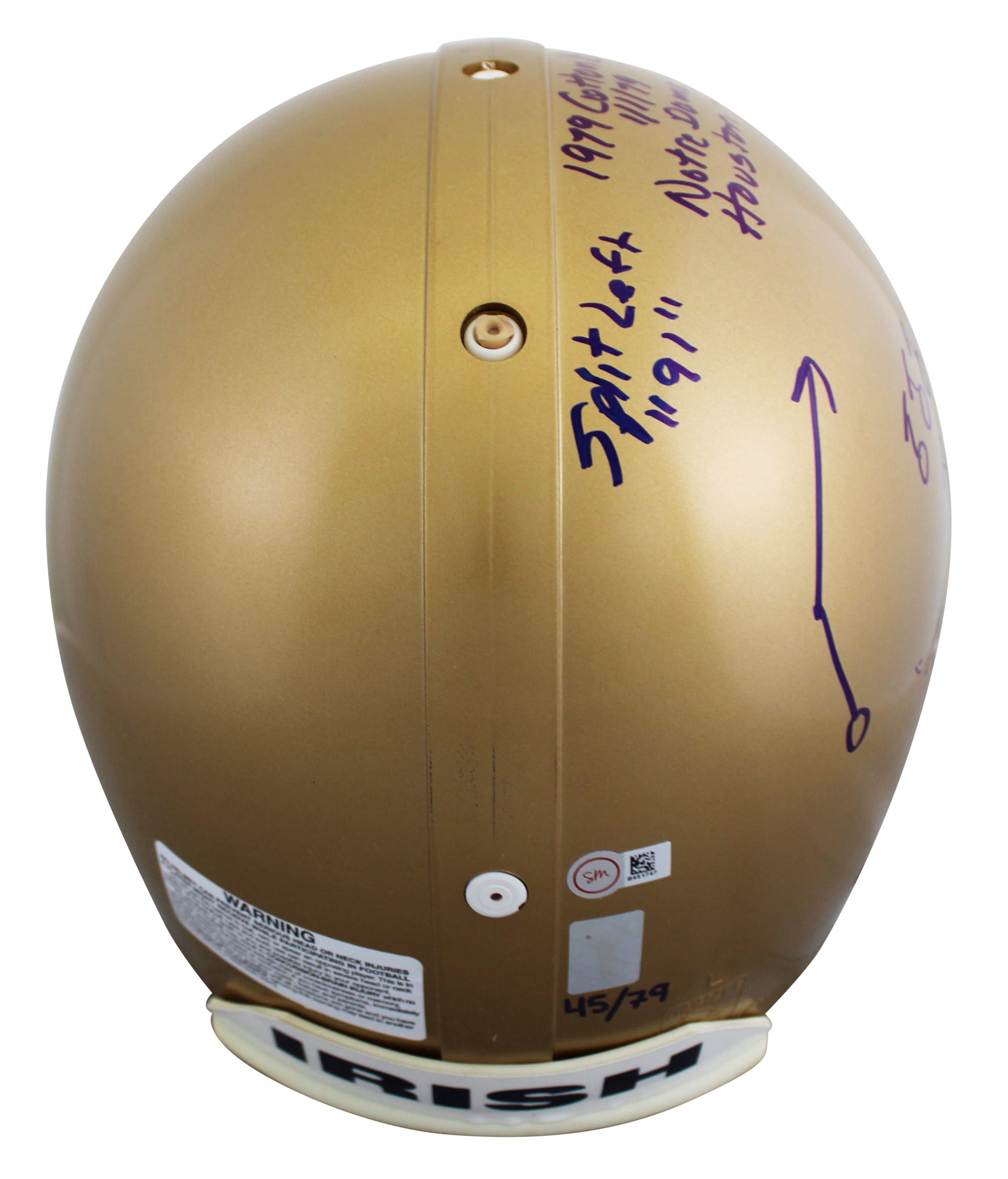 Notre Dame Joe Montana & Kris Haines Signed Full Size Proline Helmet BAS