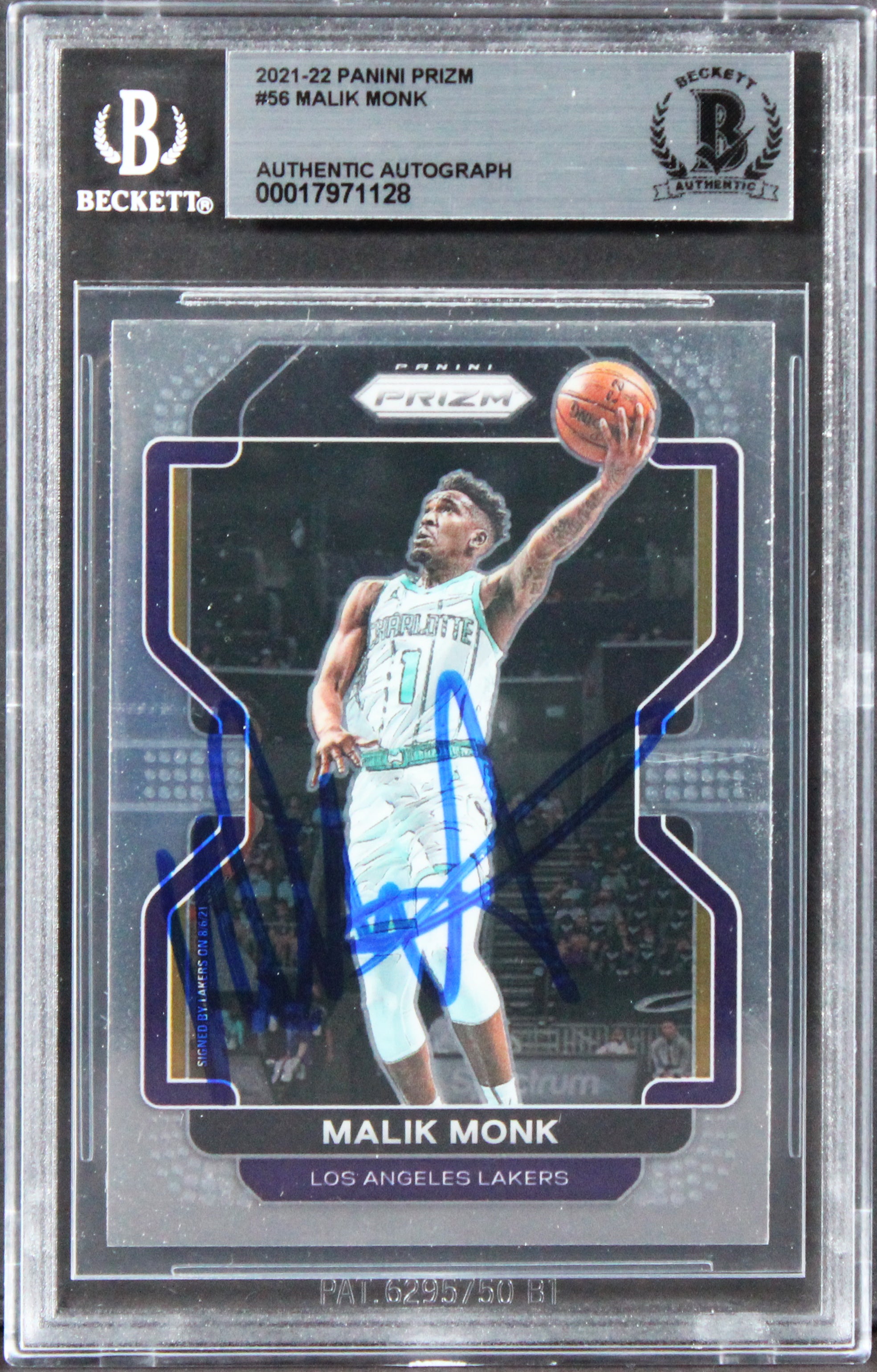 Lakers Malik Monk Authentic Signed 2021 Panini Prizm #56 Card BAS Slabbed