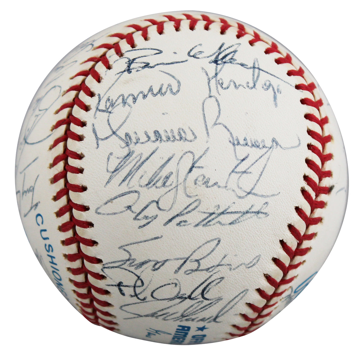 1998 Yankees (31) Torre, Rivera, Raines Signed WS Logo OML Baseball BAS #AE13971