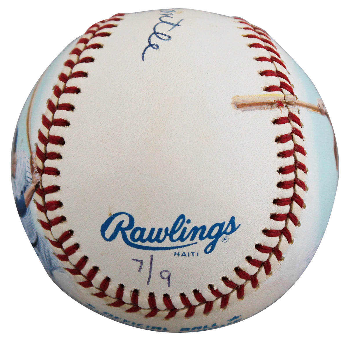 Yankees Mickey Mantle Signed Jolene Jessie Painted OAL Baseball LE #7/9 BAS LOA