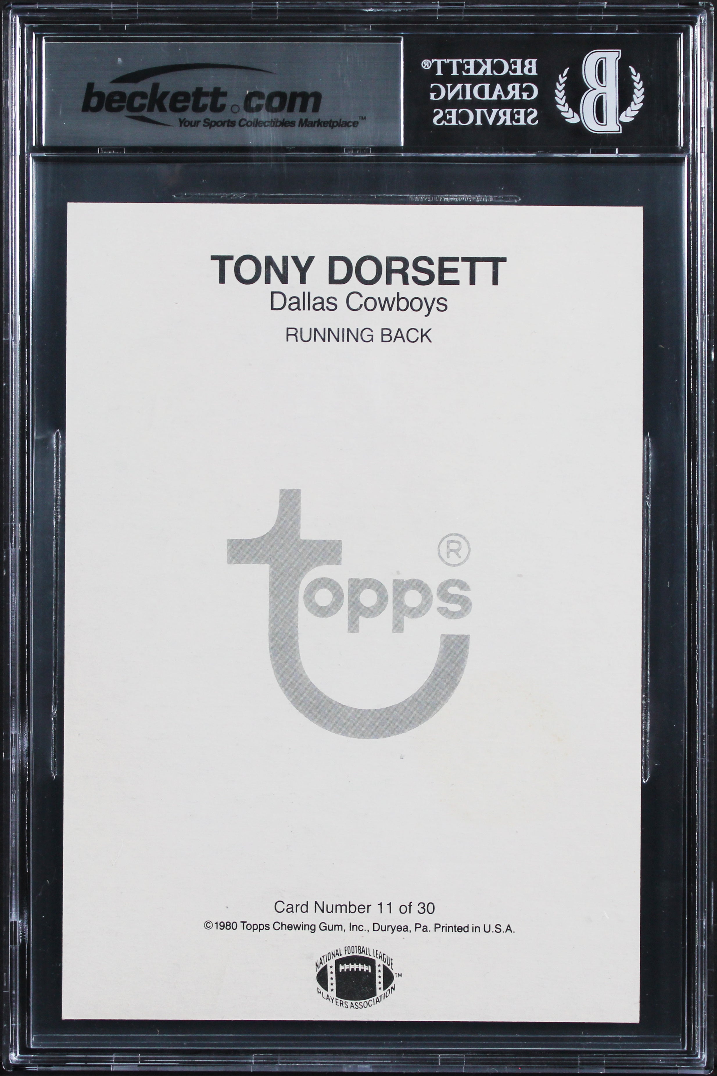 Cowboys Tony Dorsett Signed 1980 Topps Super #11 5x7 Card Auto 10! BAS Slabbed