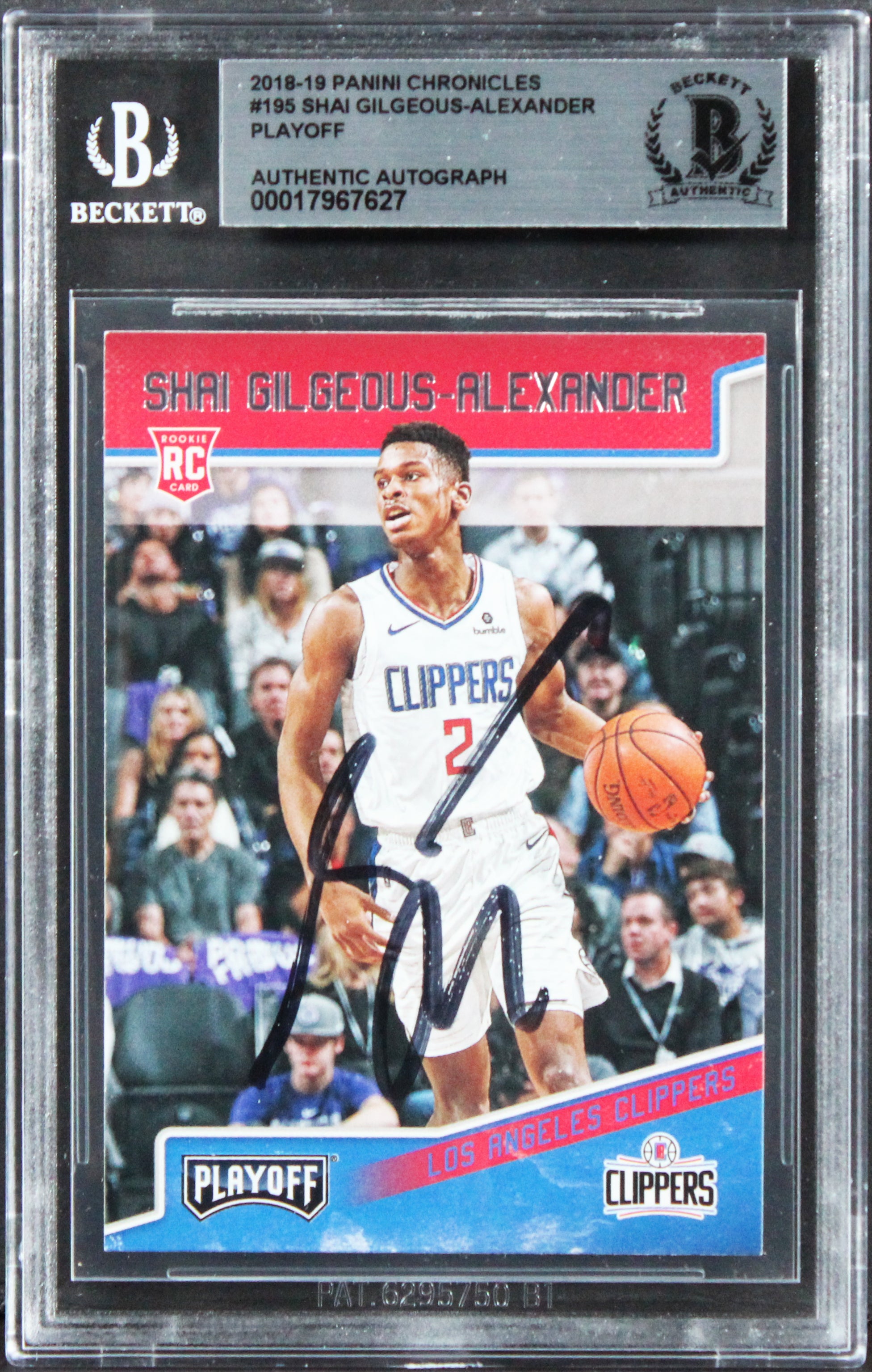 Shai Gilgeous-Alexander Signed 2018 Panini Chronicles #195 Rookie Card BAS Slab